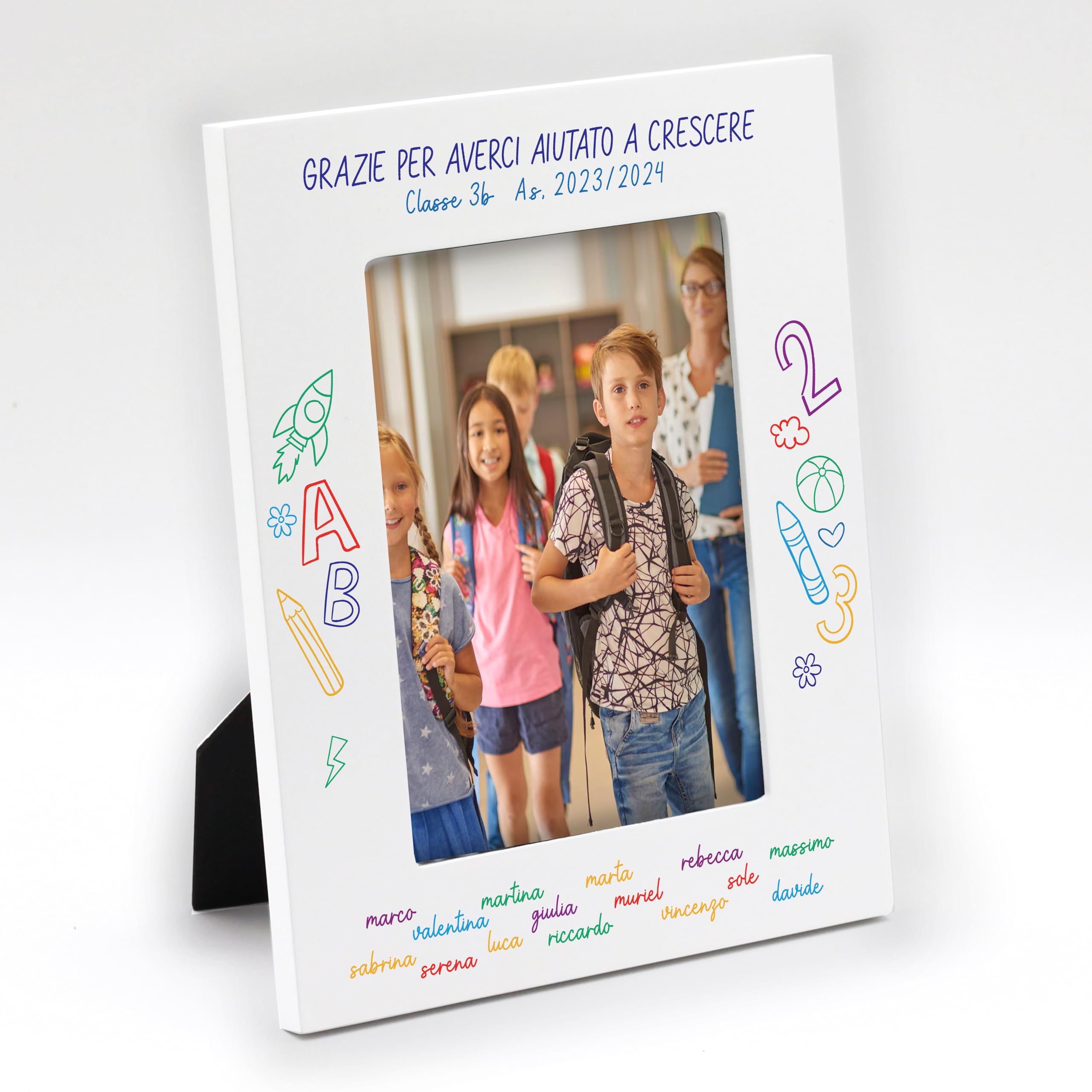 Generico Cornice Personalizzata per Maestra, Idea Regalo. Portafoto Con Stampa Foto Inclusa. Foto di Classe. Tre Formati 13x18-15x20-20x30cm (Maestra 4)