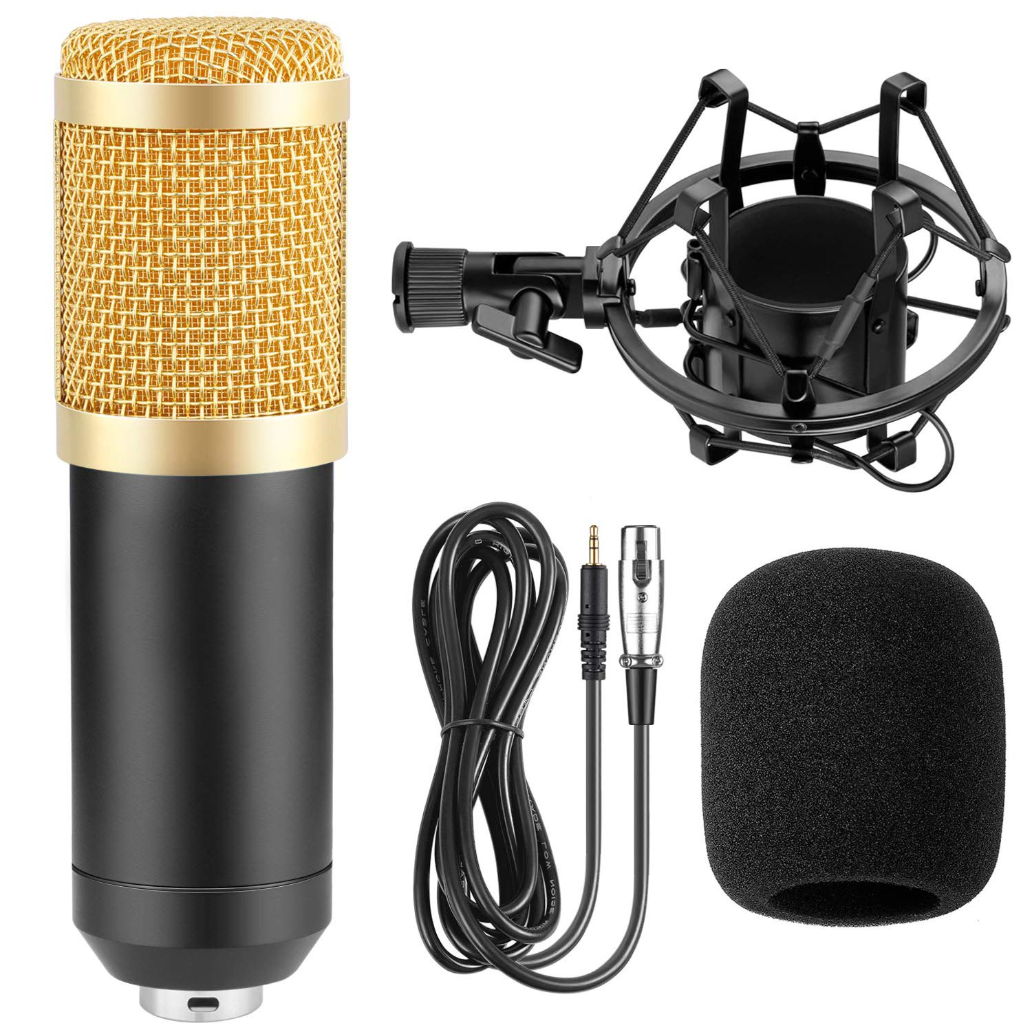 BM800 Condenser Microphone Kit, Professional Cardioid Studio Condenser Mic Include Shock Mount, Prof