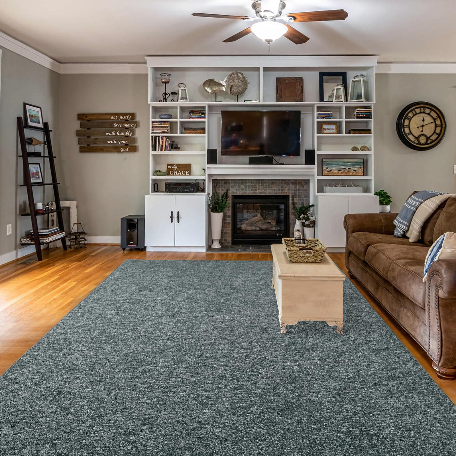 Amearea Modern Soft Area Rug, Chic Color Washable Rugs for Living Room, Home Decor Fluffy Carpet, Cute Accent Kids Rugs for for Bedroom Nursery Dorm Indoor Room Decor, Grey Green, 4x6 Feet