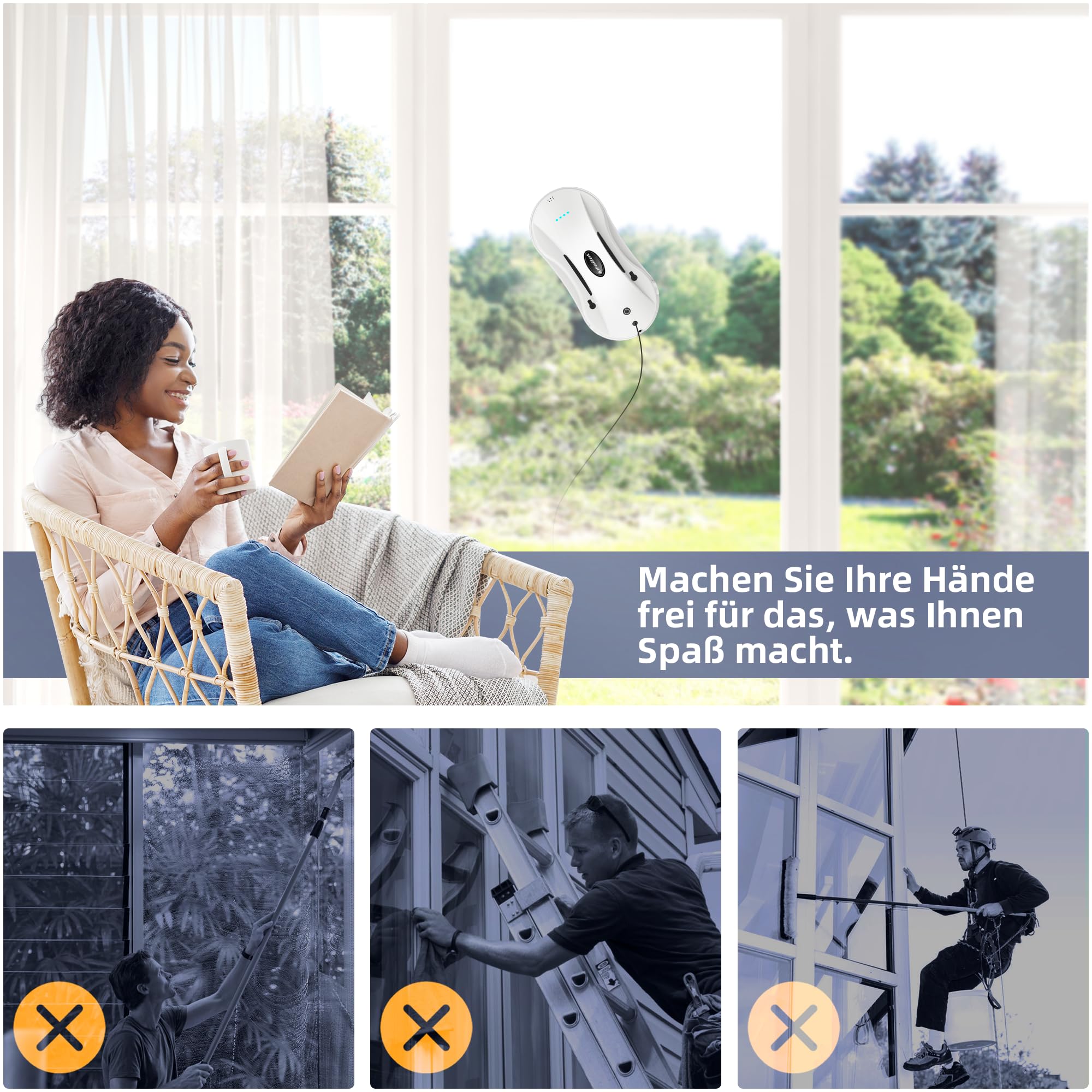 AlfaBot X7 Window Cleaning Robot, Electric Window Cleaner Robot
