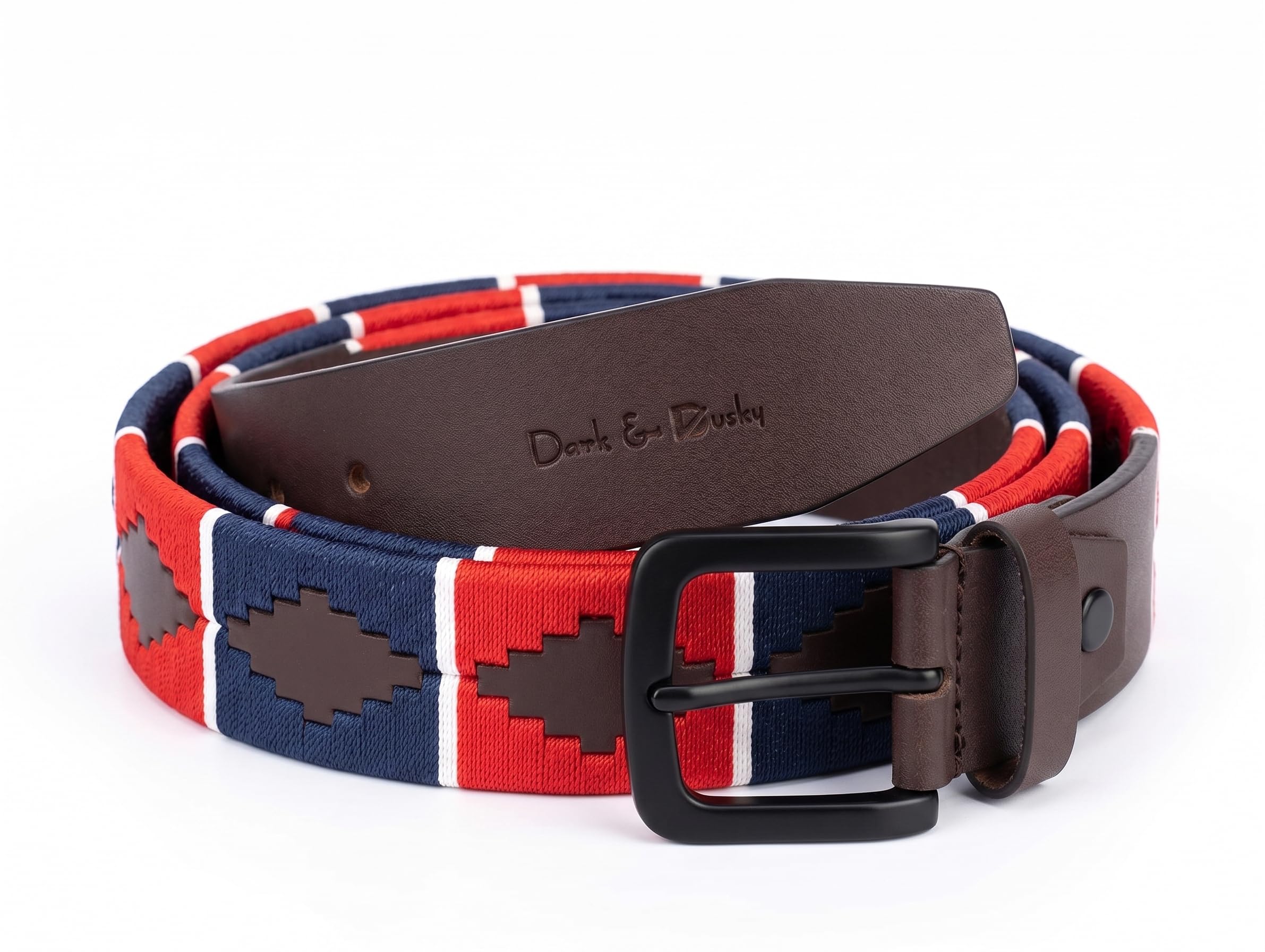 Genuine Leather Polo Belt for Men | Handcrafted Woven Polo Belt with Premium Leather Strap | Casual & Formal Jeans Belt | Durable Metal Buckle | Multicolor Designer Belt-image-1