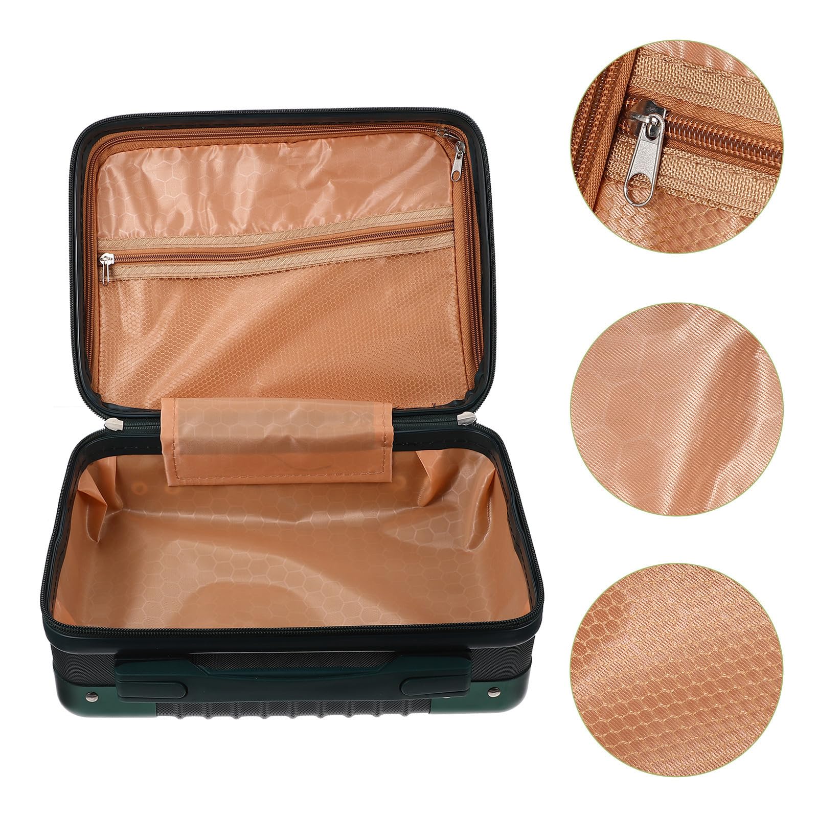 BETOOKY Tragbarer Kosmetikkoffer mit Separater Aufbewahrung Kleiner Grüner Koffer aus Abs zum und Transport für Make Up Pinsel und Lippenstifte