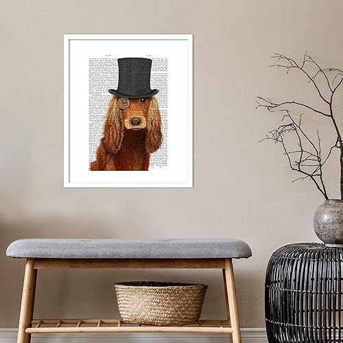 Miniatura 5 de Amanti Art Fab Funky - Impresión artística para pared con marco de madera, diseño de Cocker Spaniel formal Sabueso y sombrero (21.12 pulgadas de
