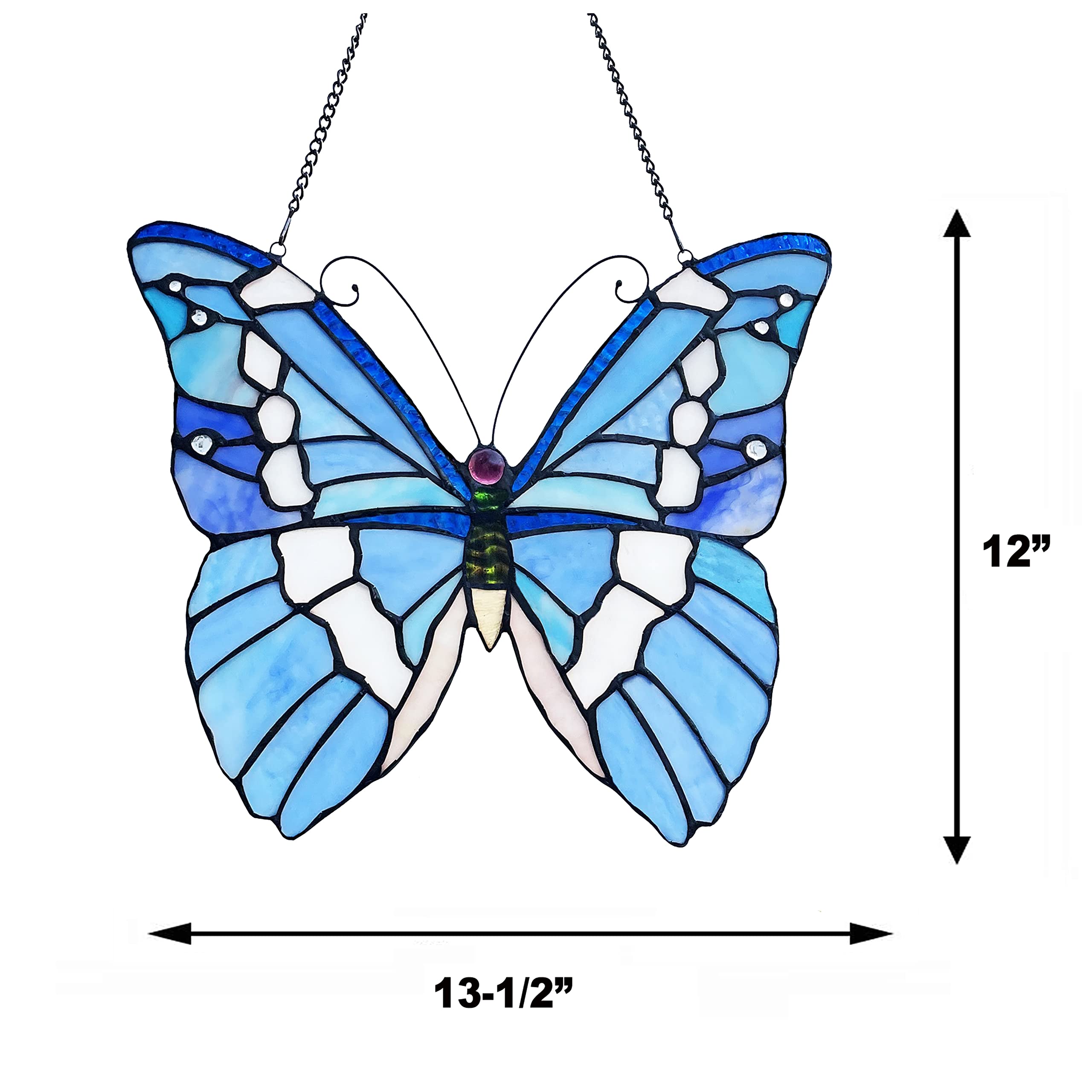 Radiance Goods Butterfly Tiffany-Style Stained Glass Window Panel 14