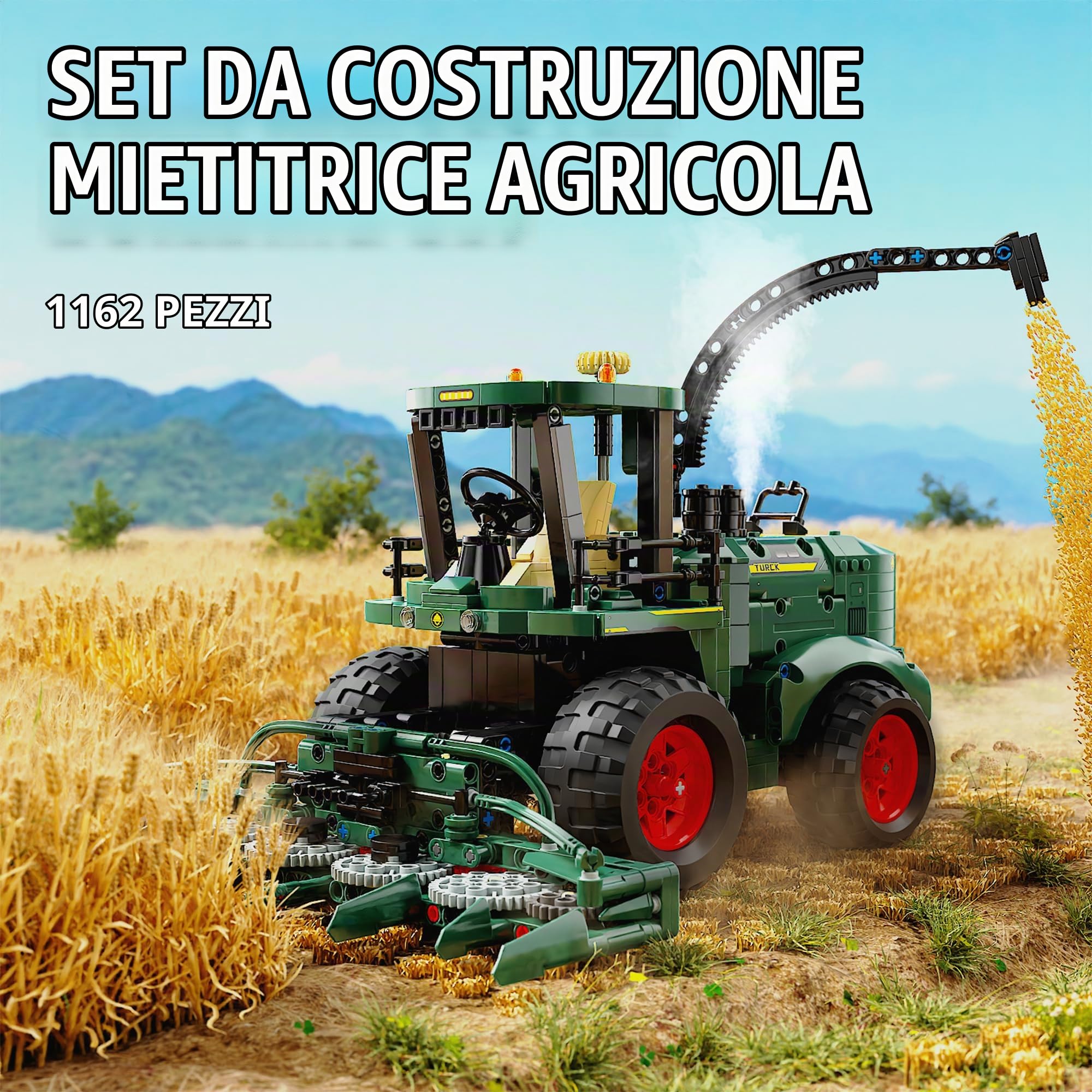 TYCOLE Set Costruzione Technic Trattore Agricolo con Mietitrebbia Funzionante, Veicoli Giocattolo Educativo, Regalo Compleanno, Costruzioni per Bambini e Bambine 8+ Anni, 1162 Pezzi