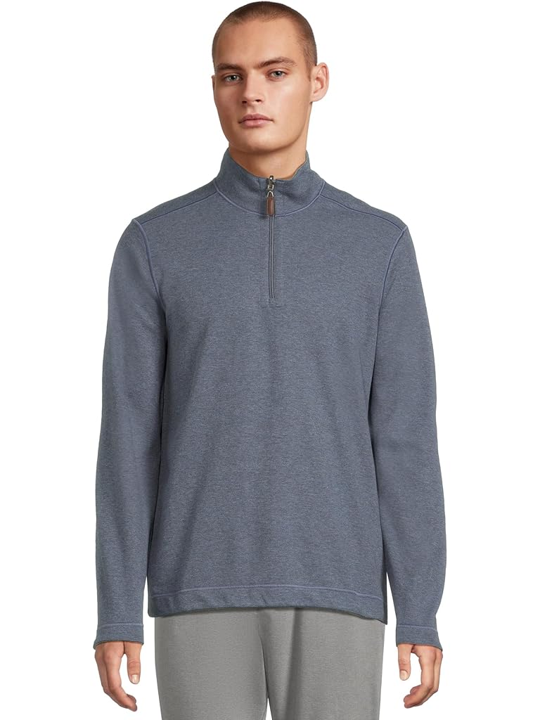 Blue Johnston & Murphy Reversible Solid Quarter-zip