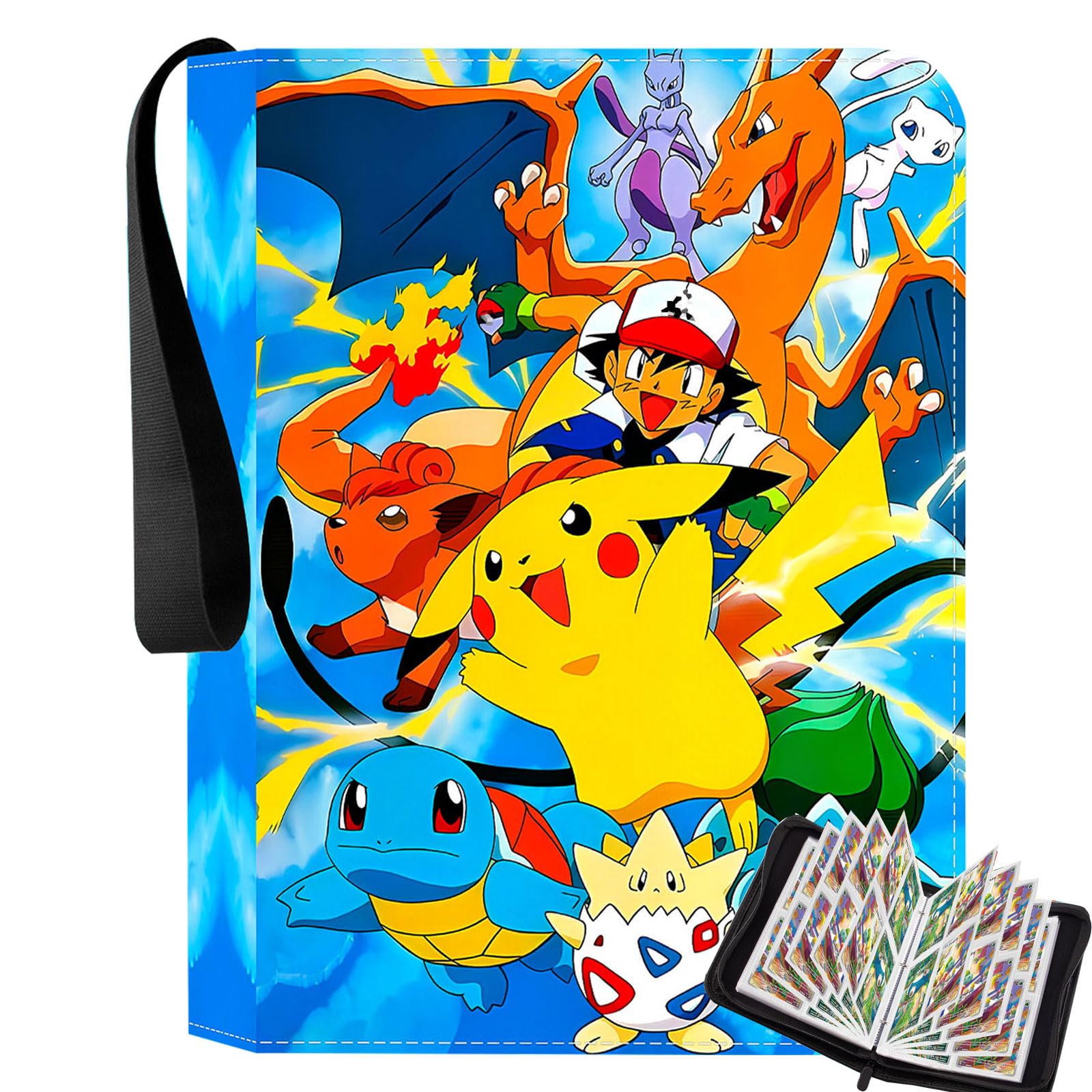 400-Pocket Card Binder | PU Leather, Zippered Trading Card Holder | Kids Gift with Carry Handle (50 Pages)