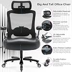 Big et Président du Bureau de haut niveau 600lbs avec 3D Flip Arms- Chaise haute en informatique avec support Lombar et dossier, chaise haute en mesh ergonomique Plus Chaise de taille pour adultes, siège extra large