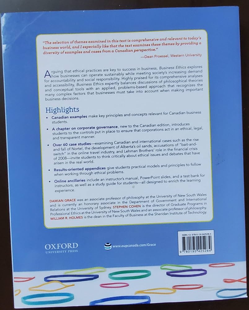 Business Ethics: Canadian Edition: Grace, Damian, Cohen