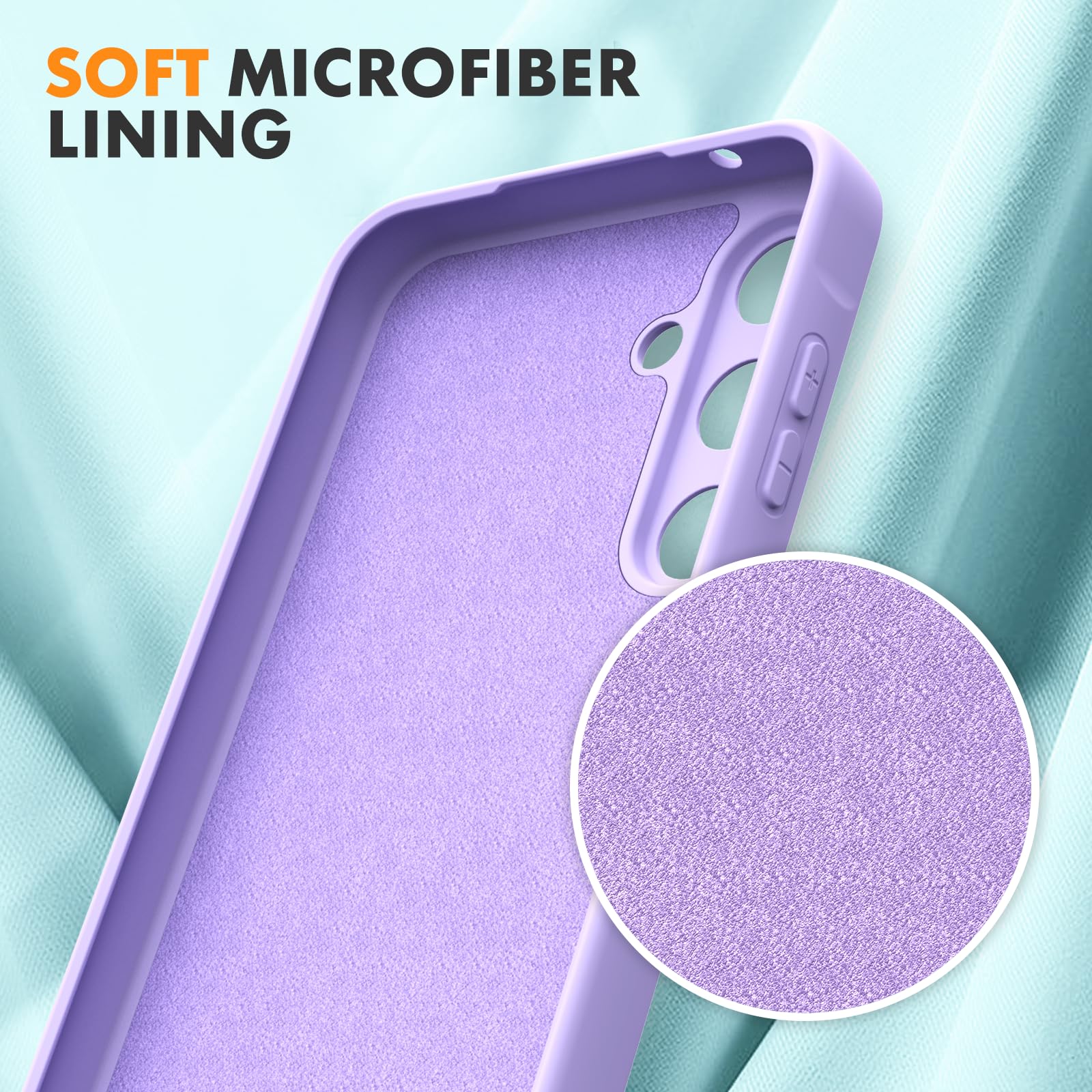 Vansdon Cover Compatibile con Samsung Galaxy A55 5G, 2 Pellicola Protettiva in Vetro Temperato, Gomma Gel di Silicone Liquida Antiurto Custodia - Viola chiaro