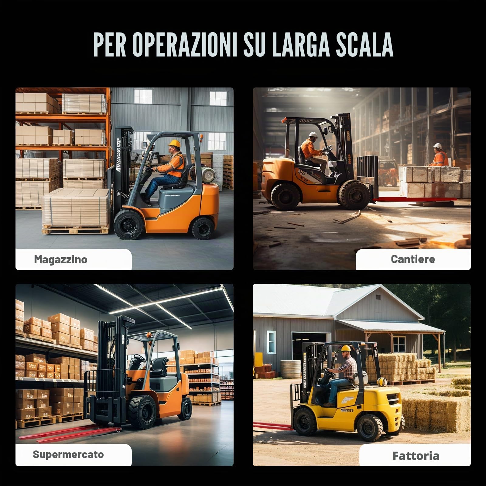 VEVOR Forche per Pallet Lunghezza 2090 mm Capacità Carico max. 1815 Tonnellate, Coppia di Forche per Movimentazione Carico da Benne Trattori Minipala Escavatori in Acciaio, Forche Compatibili 106mm
