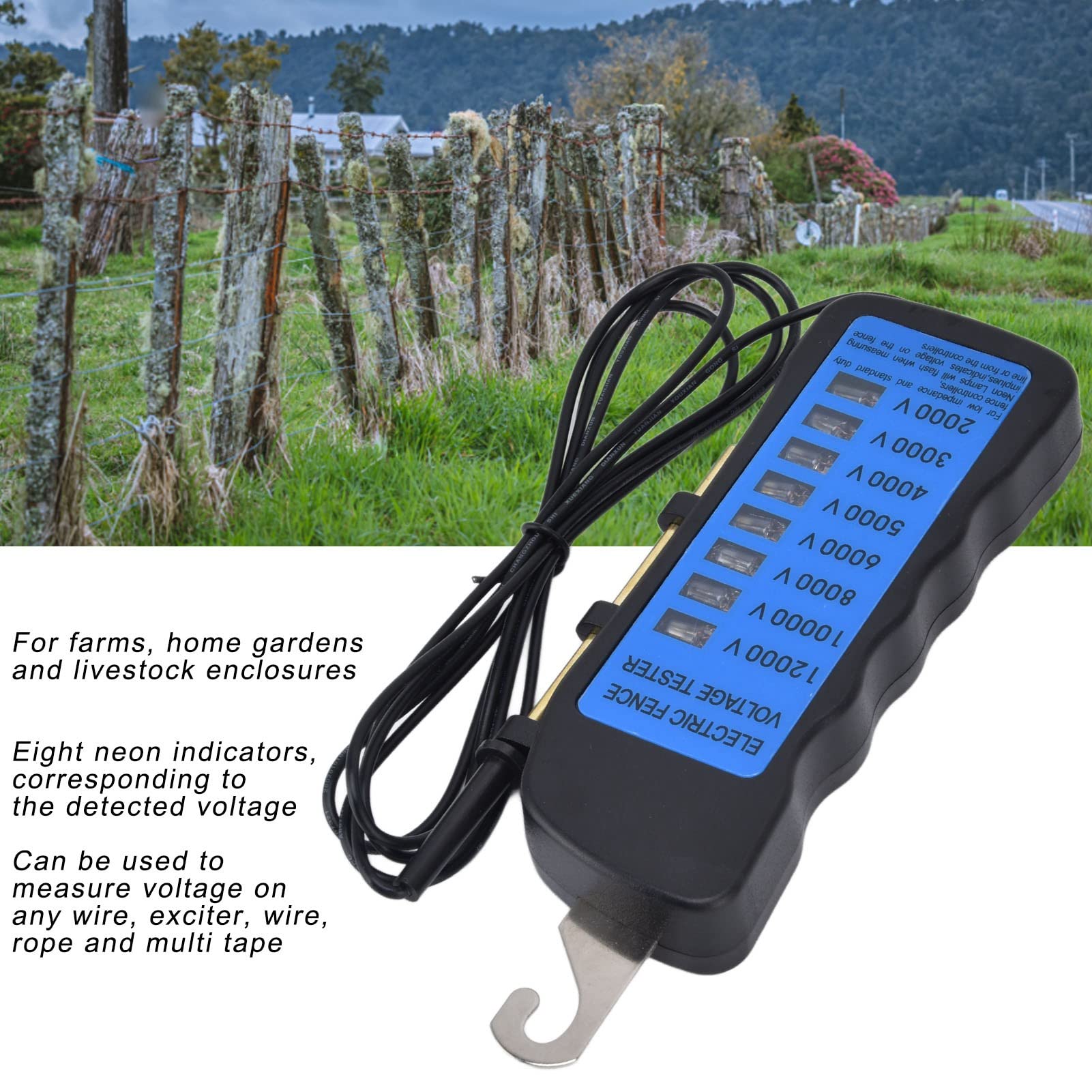 12KV Neon Fence Voltage Tester, 2000-12000V Waterproof Fence Tester for Farms for Livestock Enclosures for Home Gardens - Image 2