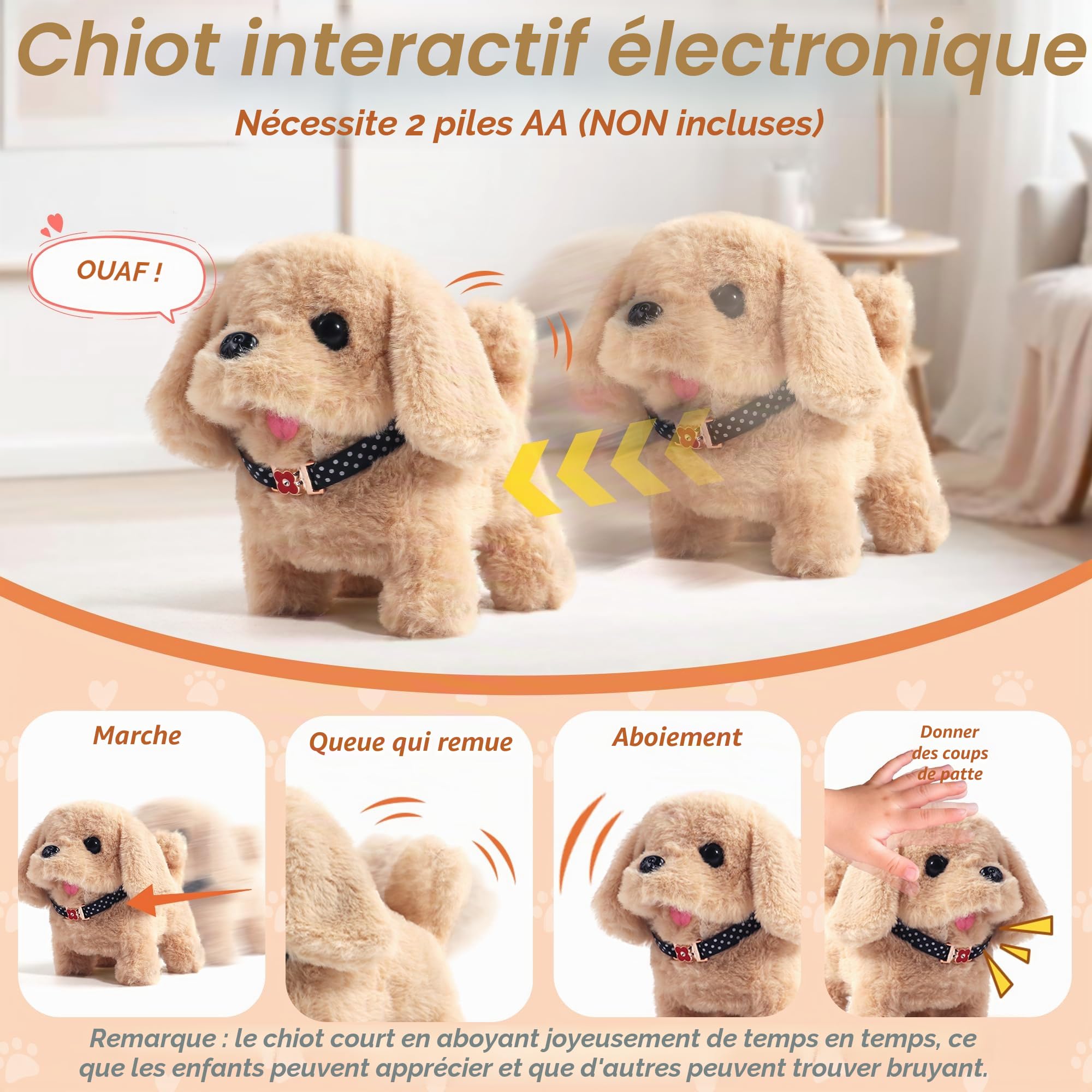 Jouet Chien Interactif - Jouet Enfant 2 3 Ans, Peluche Chien Robot Qui Marche et Aboie avec Mallette de Transport, 10+ Accessoires et Laisse, Idée Cadeau Enfant 2 3 4 Ans Fille Garçon