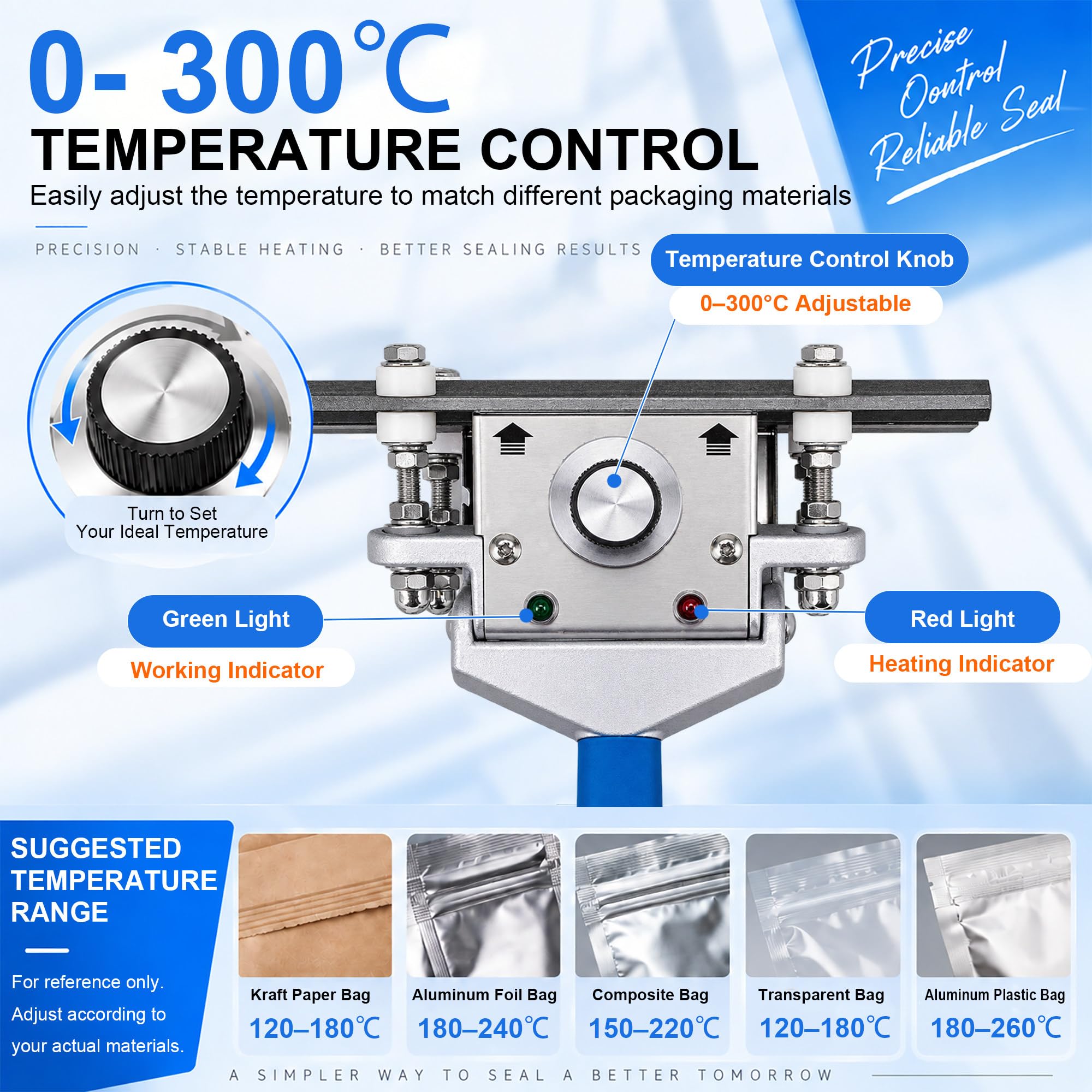 Thermoscelleuse Manuelle avec Mâchoires Gaufrées de Scellage 10 mm 30cm