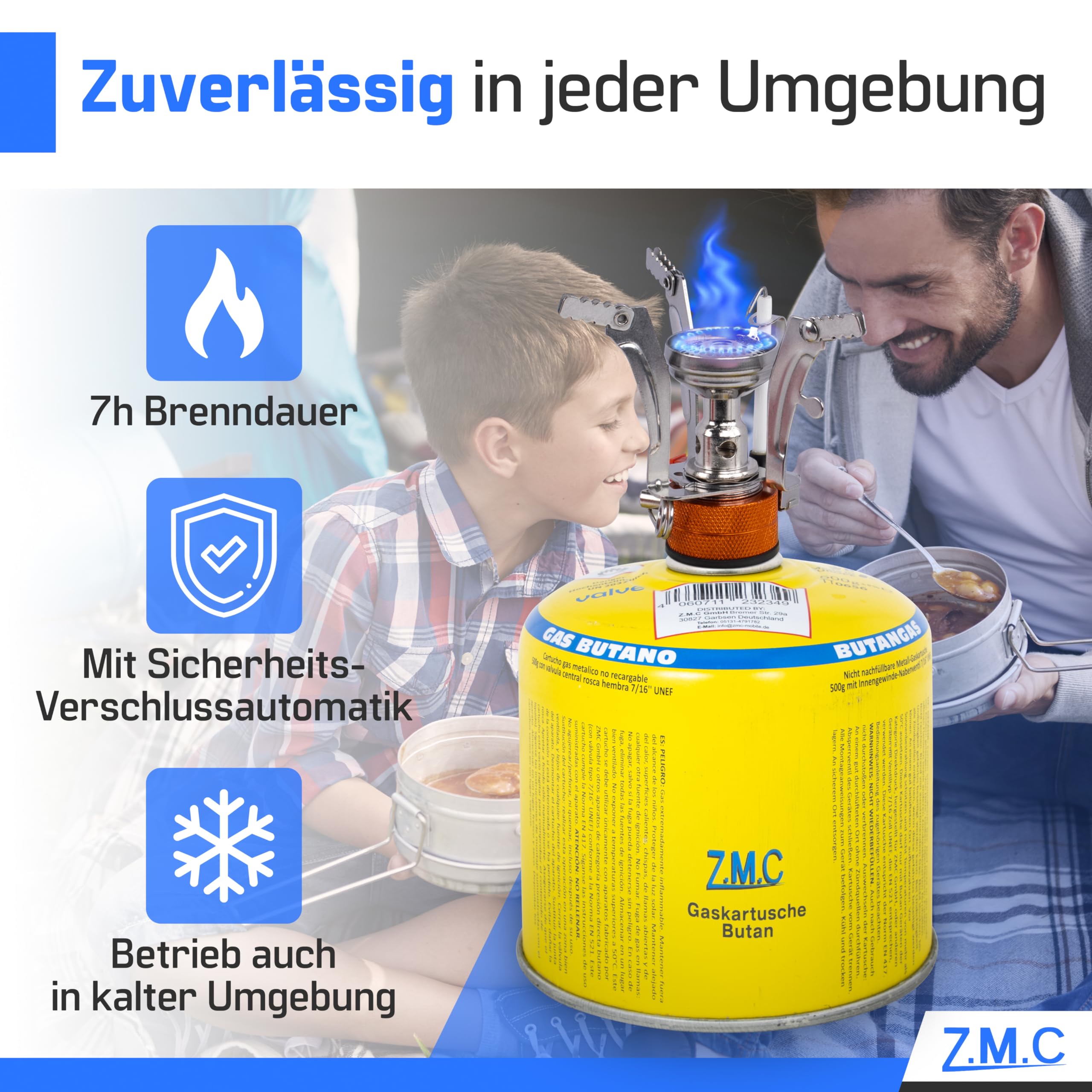 Z.M.C 5 cartucce di gas butano da 500 g, gas propano/butano 990 ml, cartuccia gas EN417, attacco filettato europeo, cartuccia a vite per bruciatori di erbacce, bomboletta di gas universale con valvola