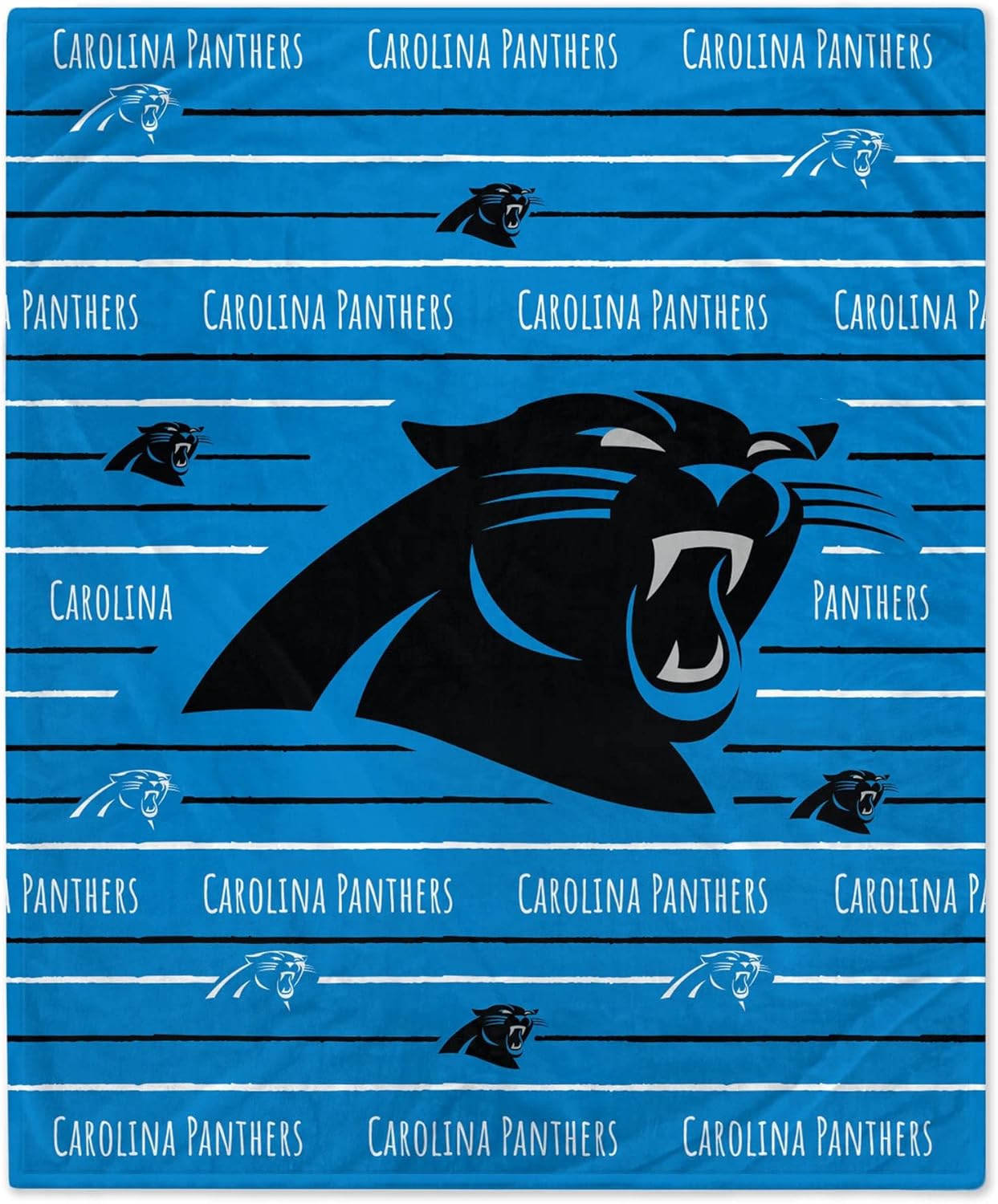 Pegasus Home Fashions Carolina Panthers 60'' x 80'' Logo Stripe Flannel Fleece Blanket