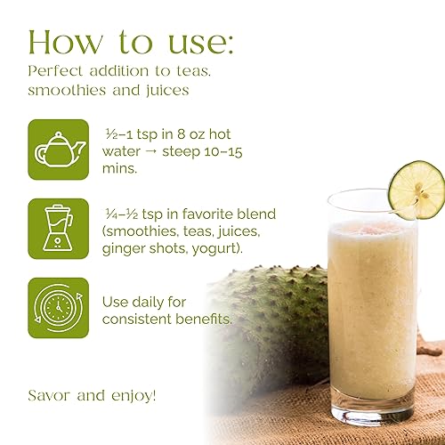 Miniatura 5 de Organic Pharmacist Polvo de hoja de guanábana premium, hoja de graviola, guanabana, polvo de guyabano, utilizado para tés y extractos, amargos de