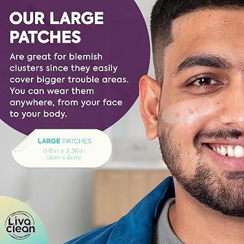 LivaClean 50CT Large Hydrocolloid Acne Patches - for Pore Spots Nose Face Cystic Pimple Zit Patch - Big Pimple Patches Hydrocolloid Bandages Strips Stickers Zit Patch XL
