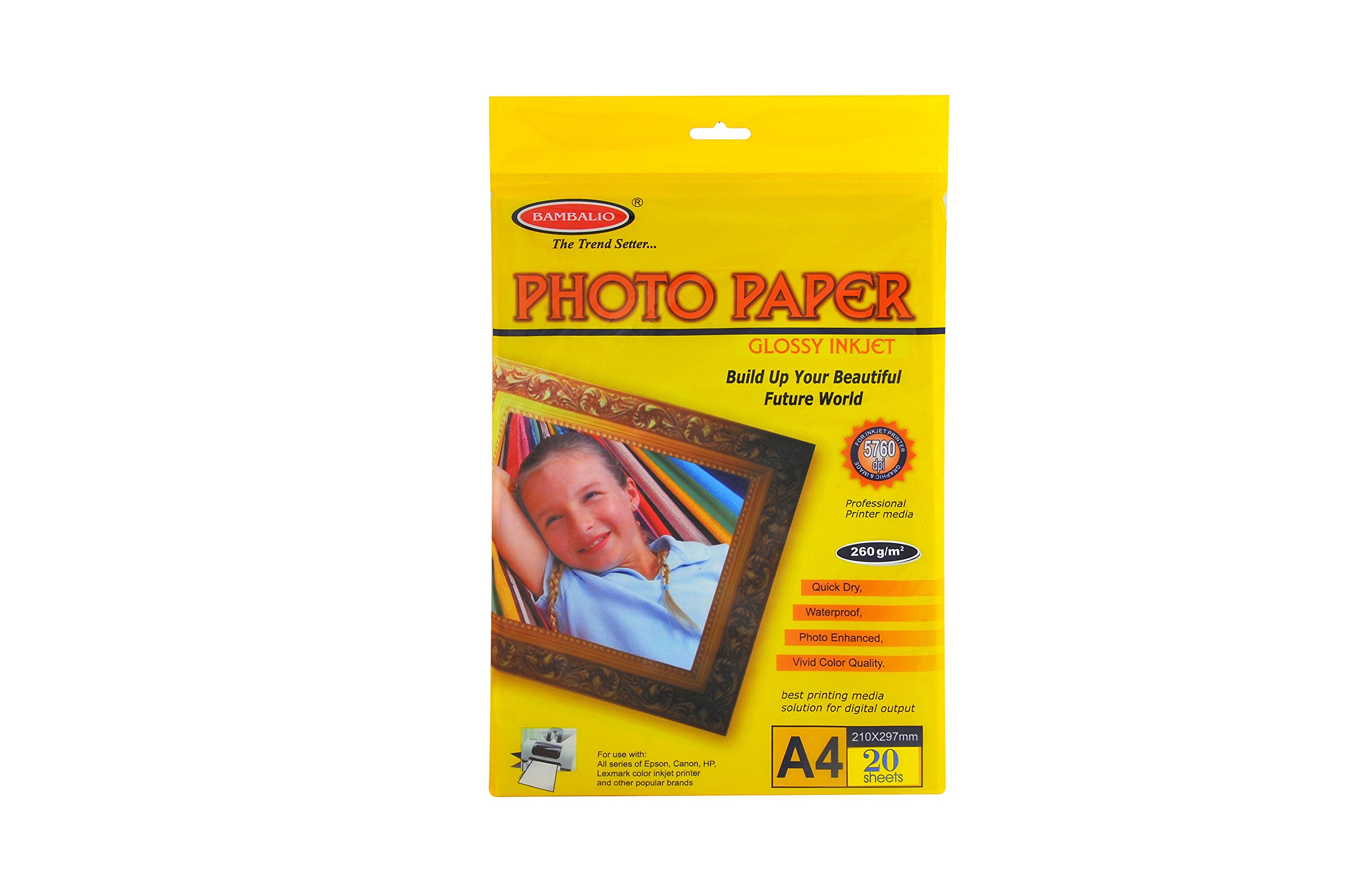 Bambalio BPG 260-20 Glossy Photo Paper, A4 Size, 260 GSM (White) 20 Sheets