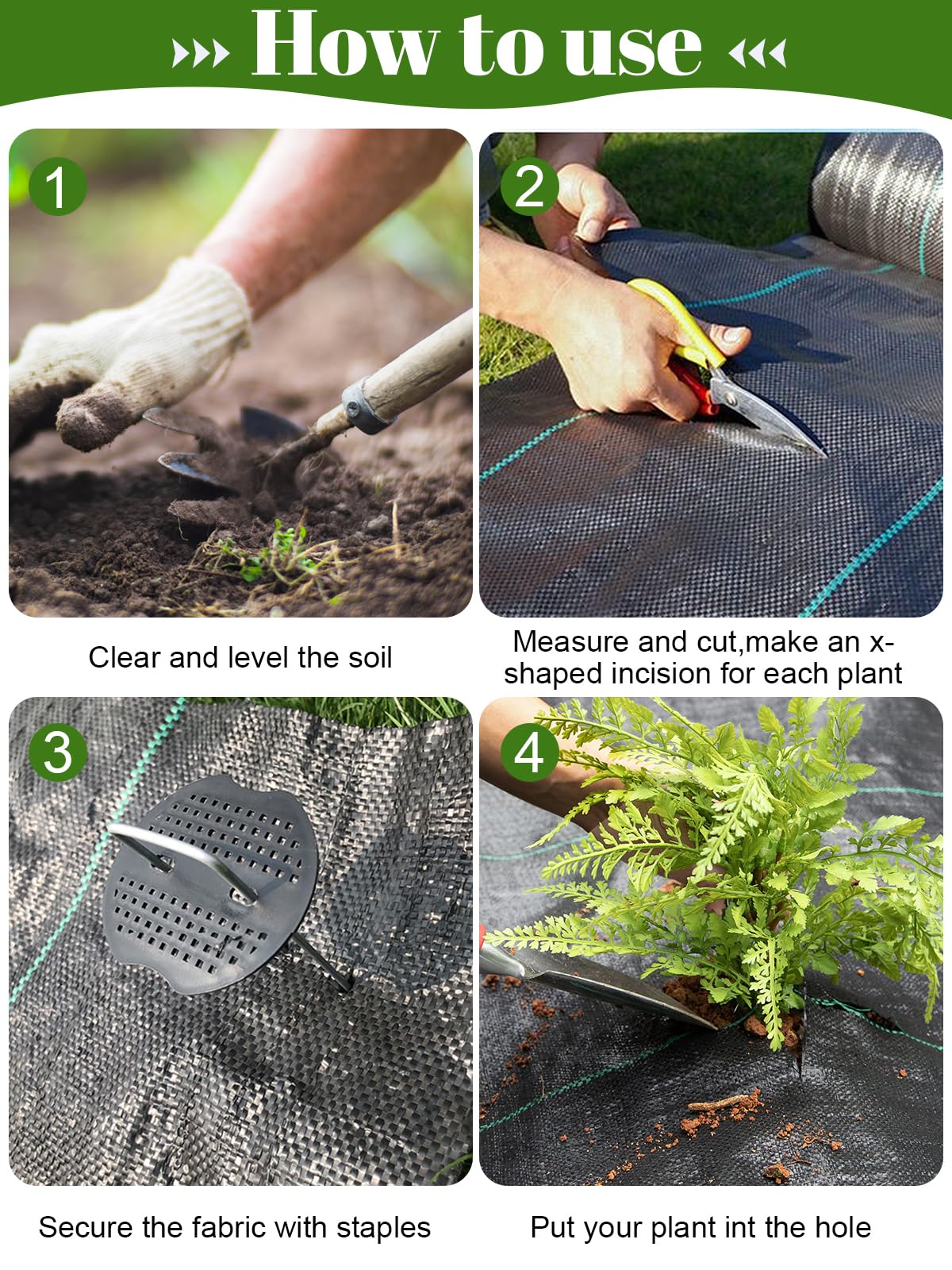 Tessuto geotessile, tessuto barriera for erbacce resistente, copertura del terreno, tessuto for giardini paesaggistici, facile installazione tappetino