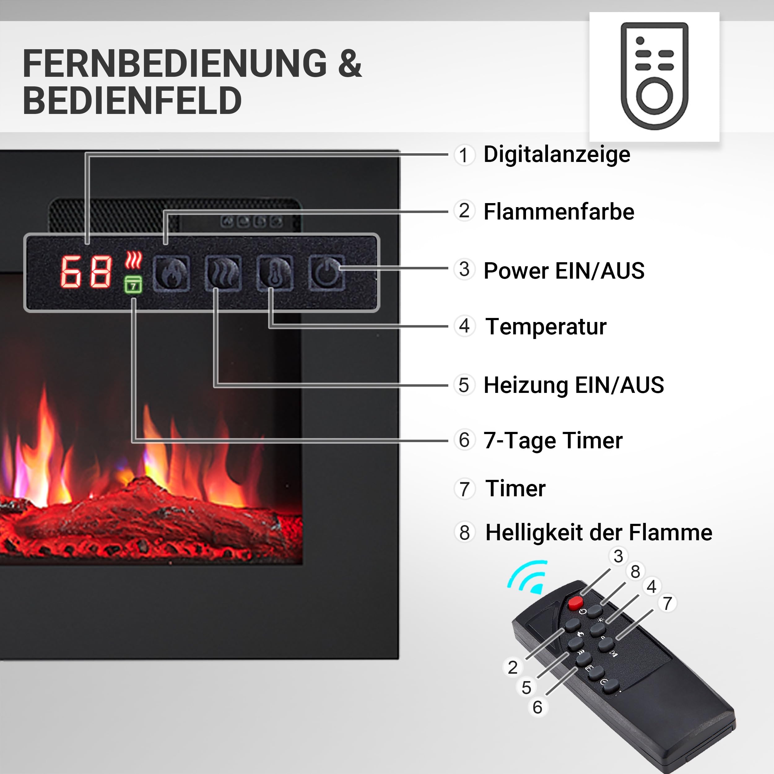BALDERIA Elektrokamin Leif 60'' Schwarz