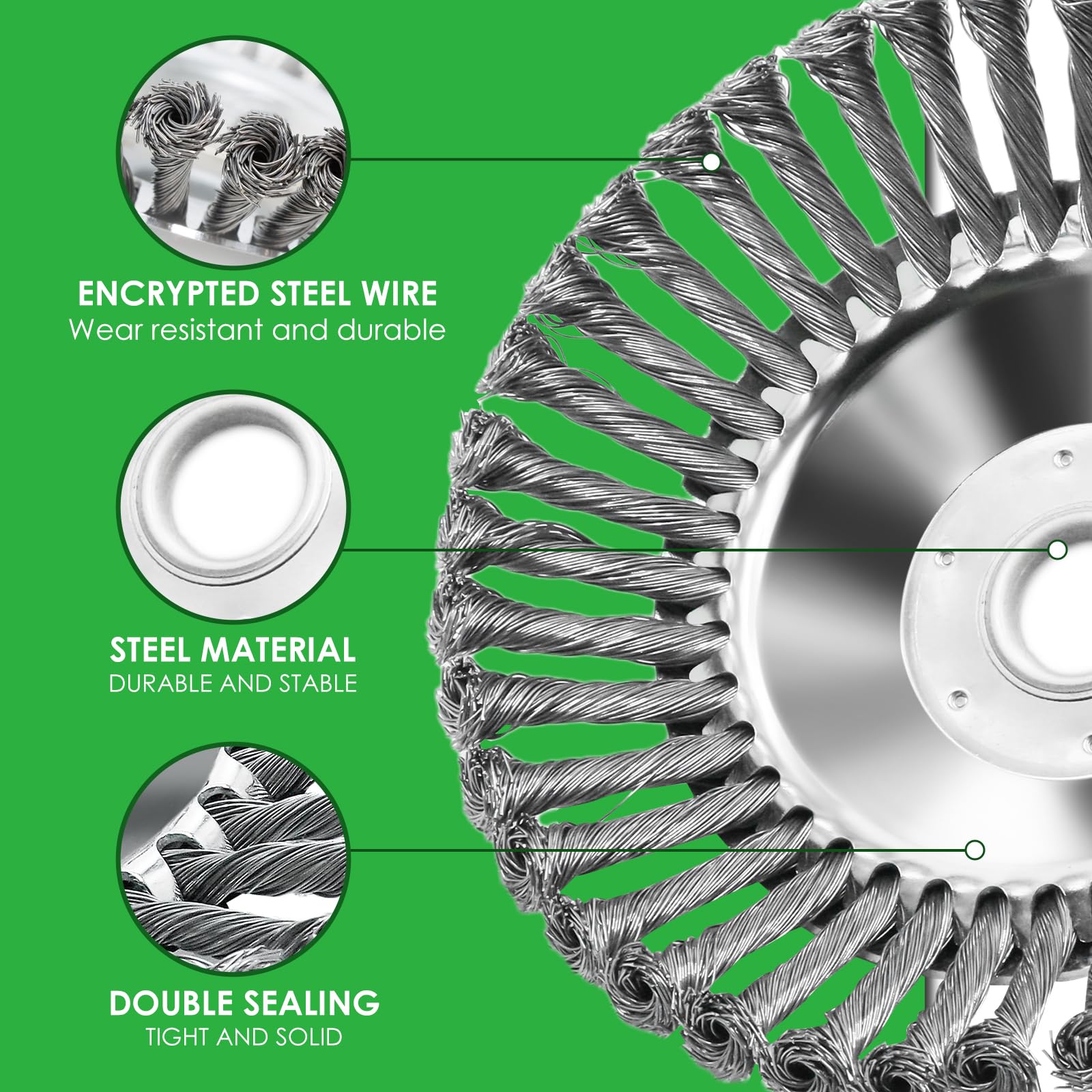 CCLIFE spazzole per Decespugliatore, Spazzola per Erbacce in Acciaio, Spazzola Rotante in Acciaio per Erbacce 200 x 25,4 mm, Disco Spazzola per la Rimozione di Erbacce e Muschio, 2 Set