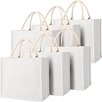 Vista 23 de Segarty Bolsas de mano, paquete de 6 bolsas de yute negro mediano de yute de arpillera reutilizable, bolsa de regalo con asas, bolsa en blanco a