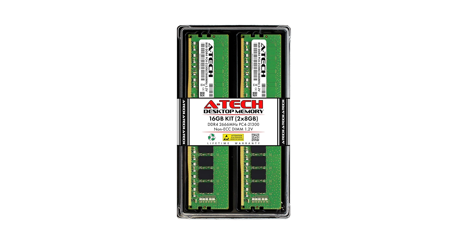 A-Tech 16GB (2x8GB) DDR4 2666 MHz UDIMM PC4-21300 (PC4-2666V