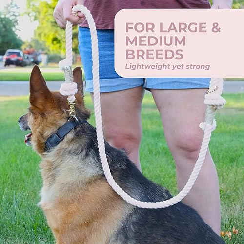 Miniatura 6 de Correa de cuerda de algodón orgánico de alta calidad para perros medianos y grandes, elegante trenzada y duradera, perfecta para razas