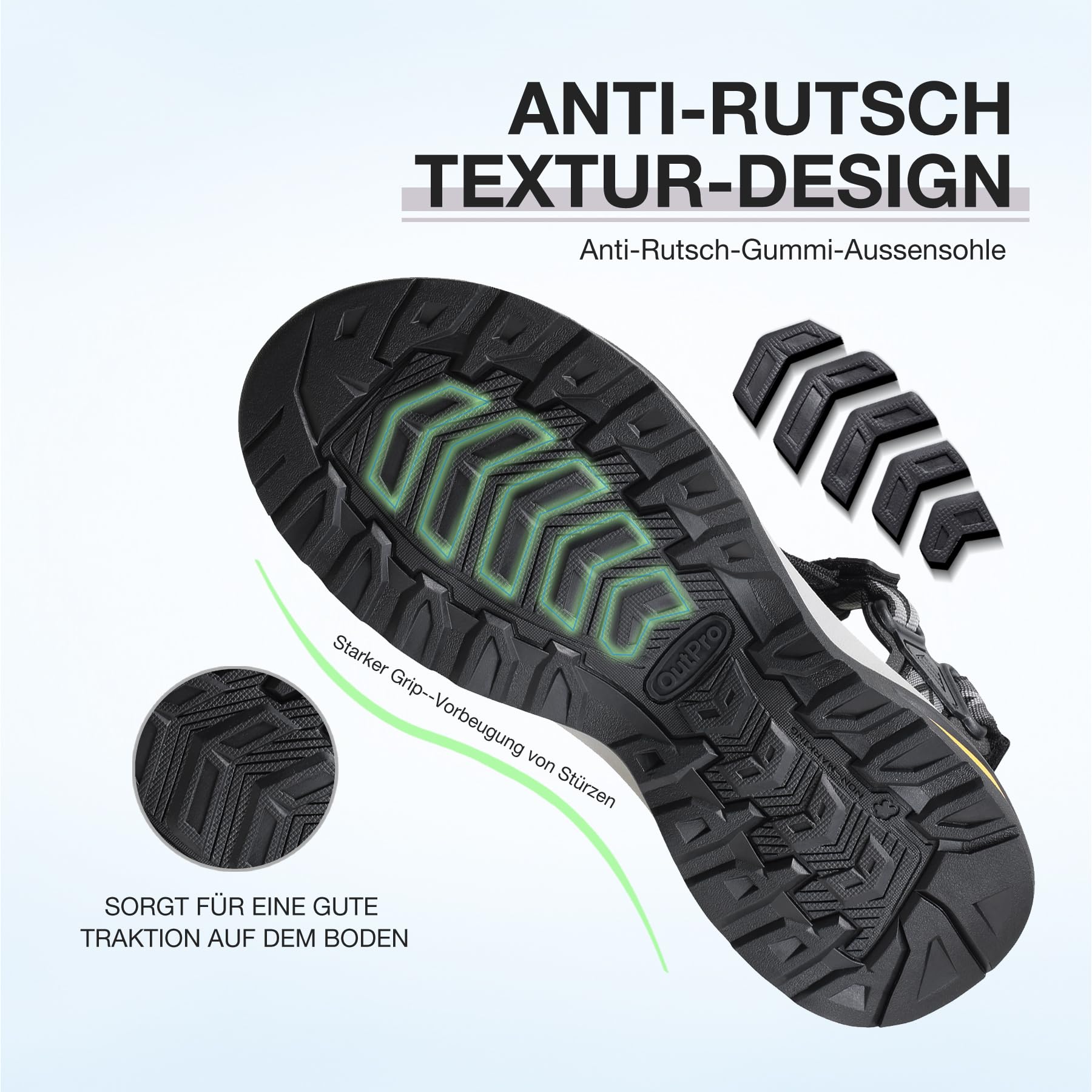OutPro Sandales de randonnée pour femme - Sandales de sport - Sandales de trekking - Sandales aquatiques - Chaussures d'été plates respirantes - Pour trekking, randonnée et plein air