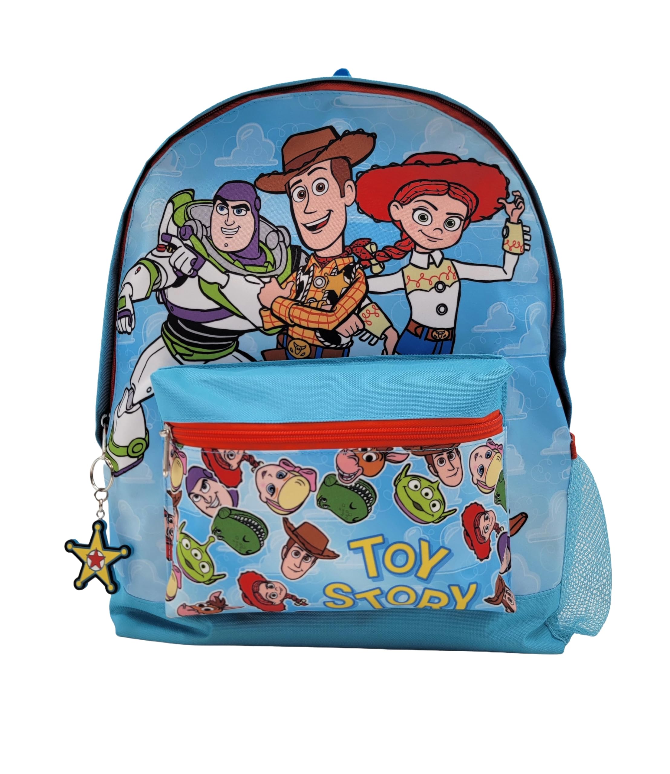 Disney Pixar Toy Story - Juego de mochila y bolsa de almuerzo para niños, juego de 5 piezas con mochila, bolsa de almuerzo aislada, estuche, botella de agua y llavero, Buzz Woody Jessie
