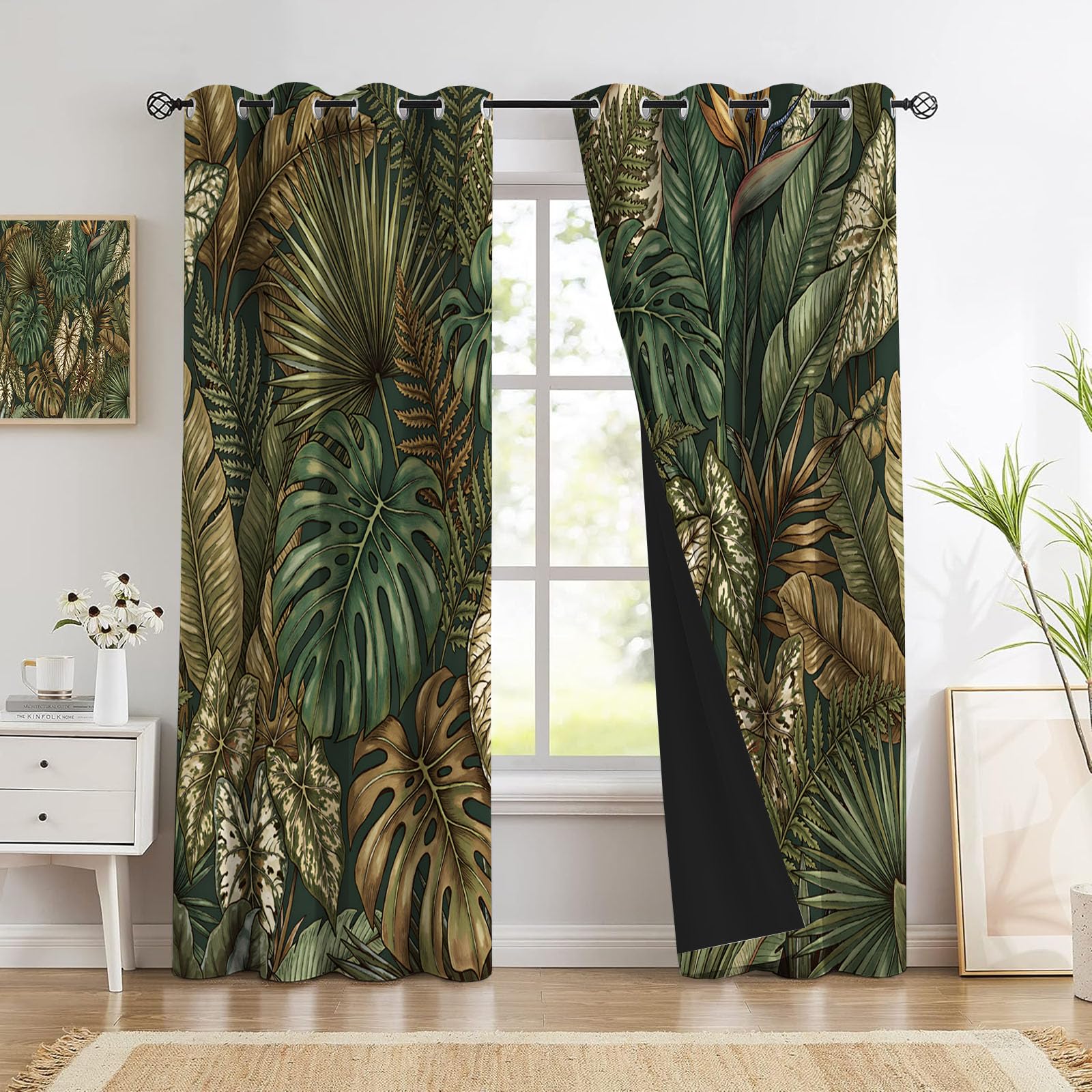 Rideaux feuilles bananier pour créer un salon ou une chambre au style jungle urbaine