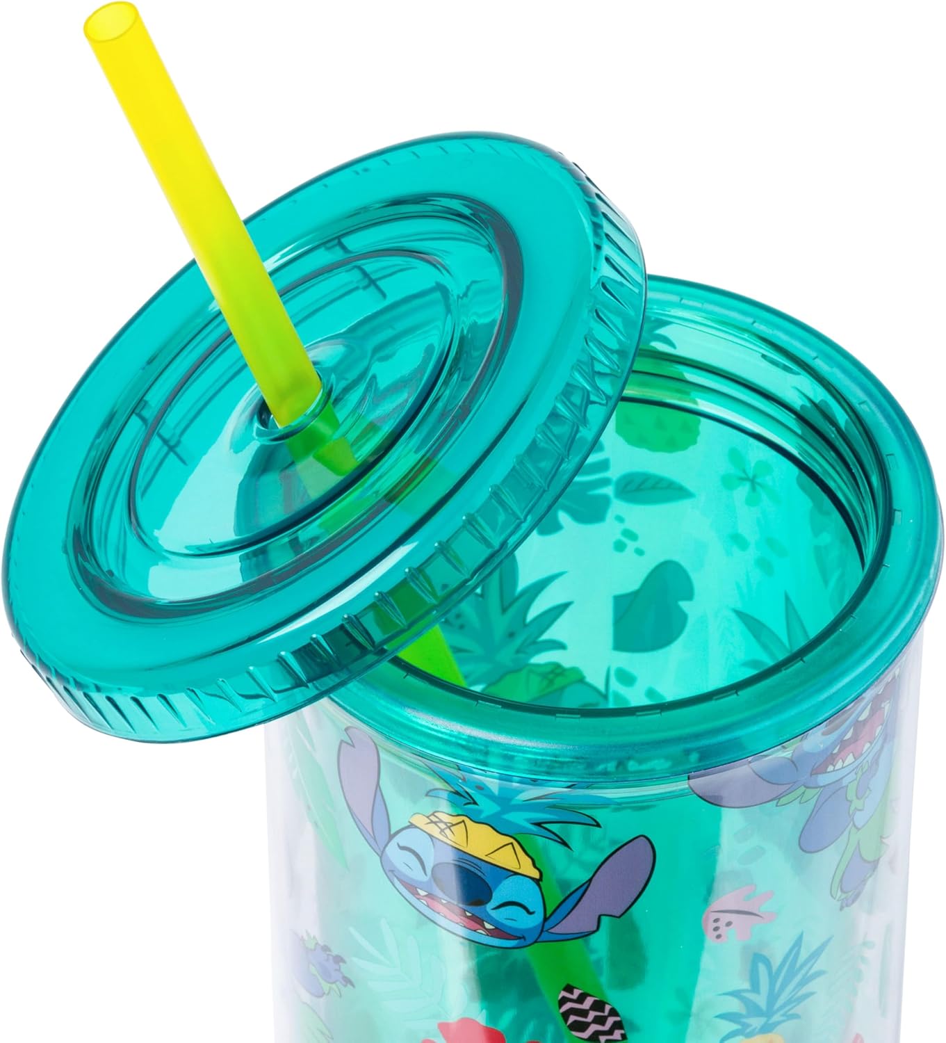 Silver Buffalo Disney Lilo and Stitch Tropical Plastic Cold Cup with Lid and Straw, 20 Ounces - Image 5