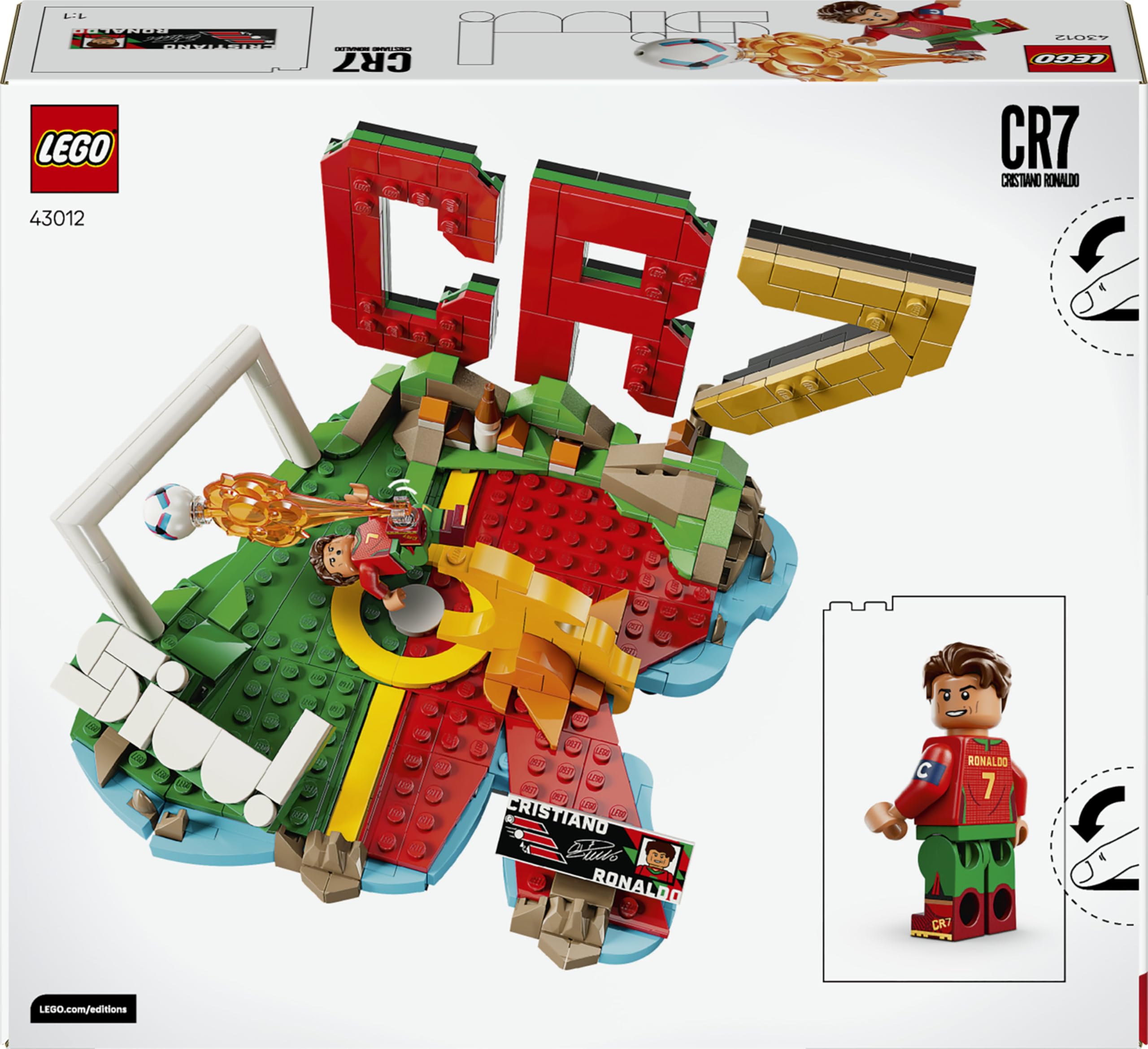 LEGO Editions Cristiano Ronaldo – Best of - Jeu Football - Maquette 3D avec Minifigurine Collector - Décoration de Chambre d'enfant - Cadeau dès 10 Ans pour Garçon, Fille ou Adulte Fan de Sport 43012
