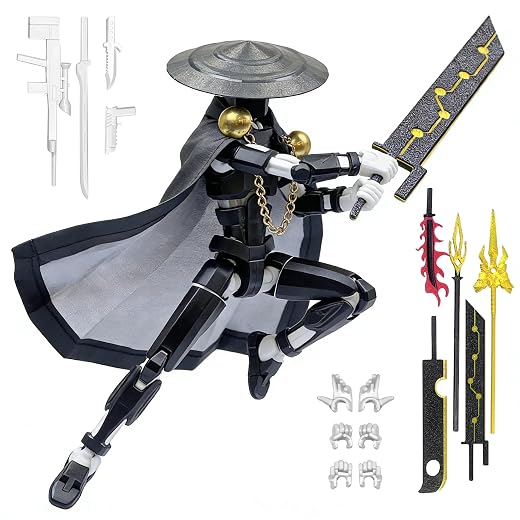 T13 Assembly Completed Action Figures,T-13 Action Figure, Robo 13 3D Printed Action Figure - The Ultimate Hero for Action-Packed Playtime,5.2 Inch, Black White