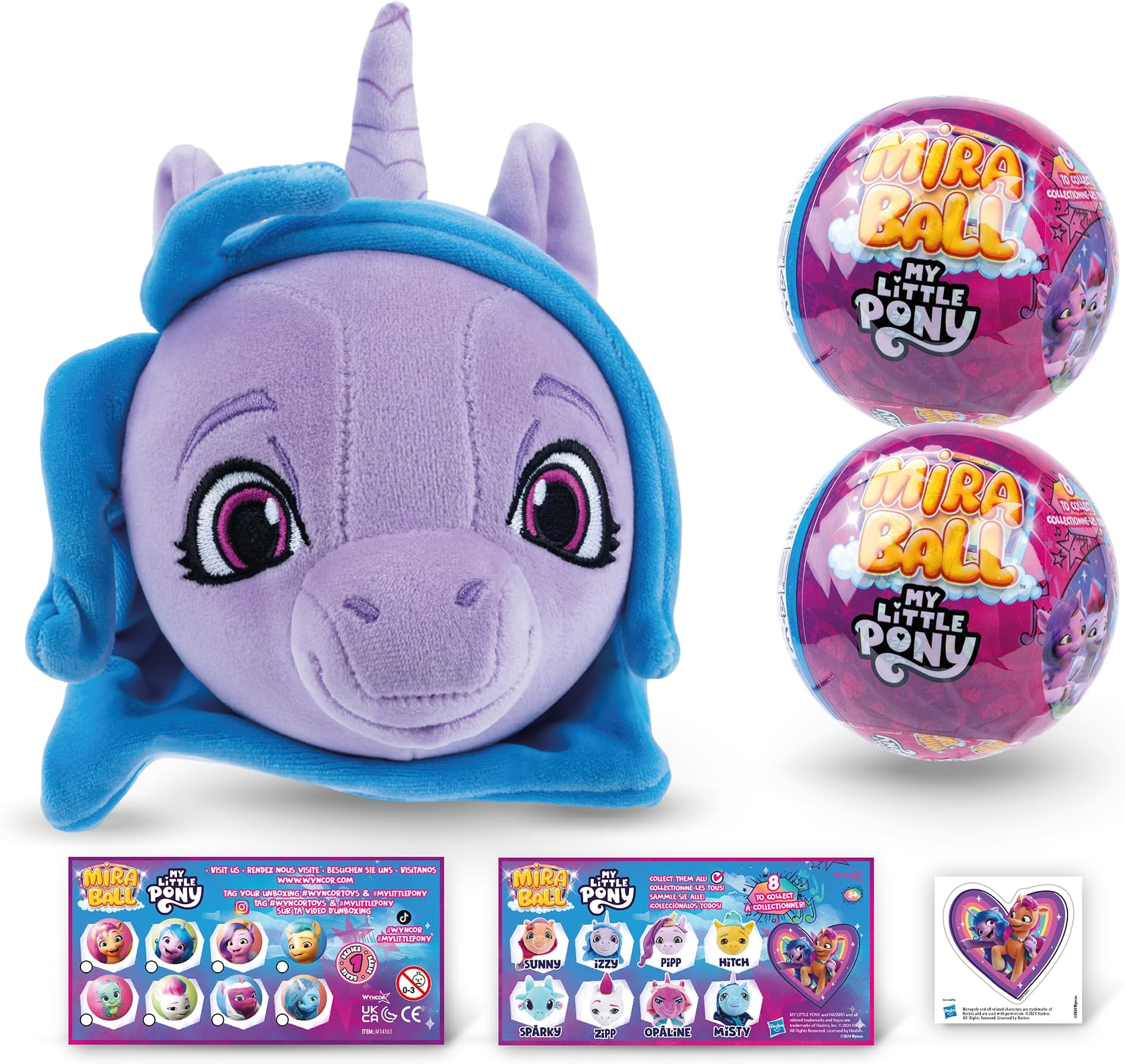 My Little Pony Plush Mystery Ball with Stickers & Fidget Toys - Plushies Blind Box Cute Figures, Stuffed Animal Collectible Toys, Gifts, Prizes for Kids, Ages 3+ (2-Pack)