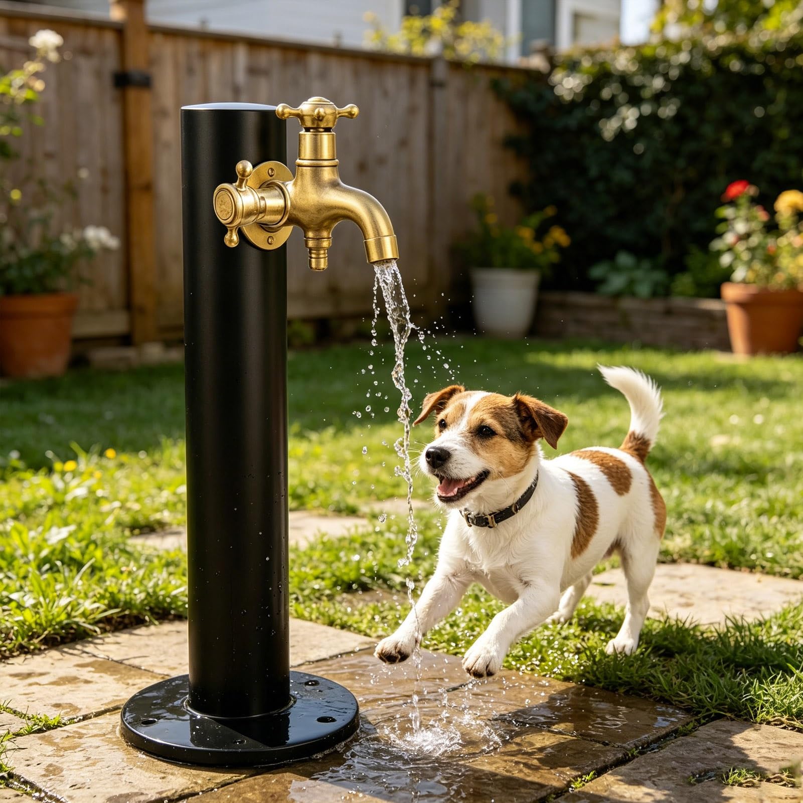 Gaommini Round A Freestanding Hose Stand Vertical Garden Water Tap, Outdoor Stainless Steel Water Column With Faucet, Freeze Proof Yard Hydrant Spigot For Patio Backyard(,Height: 60Cm/23.6In)