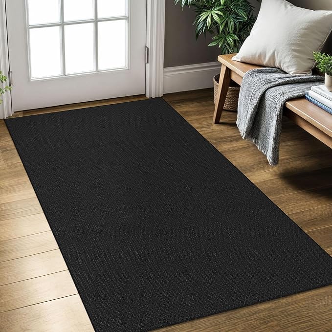 KOZYFLY Rugs for Entryway 3x5 ft Washable Area Rug Non Slip Rubber Backed Entry Rug Woven Indoor Door Mat Cotton Kitchen Rugs Floor Carpet for Entryway, Foyer, Backdoor, Grey/Dark Grey