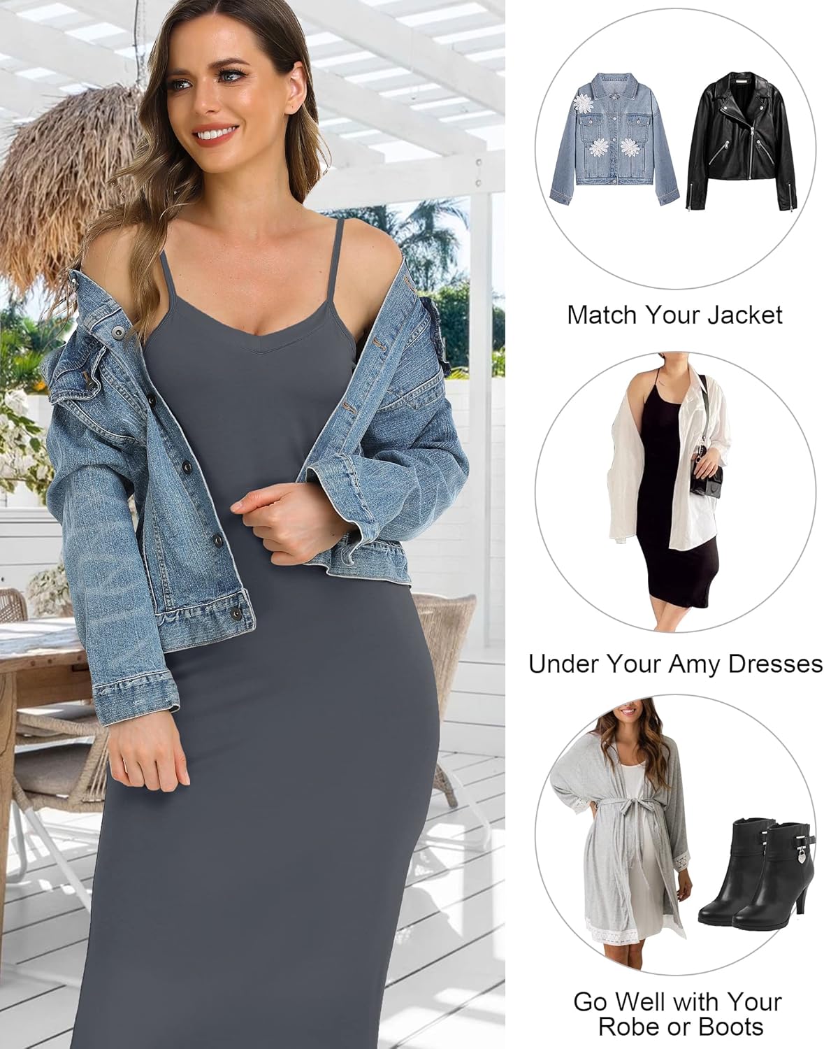 Vlazom Women Full Slips Sexy Soft Slip Dress for Under Dress Spaghetti Strap Cami Slip Chemises V Neck Negligee S-3XL - Image 4