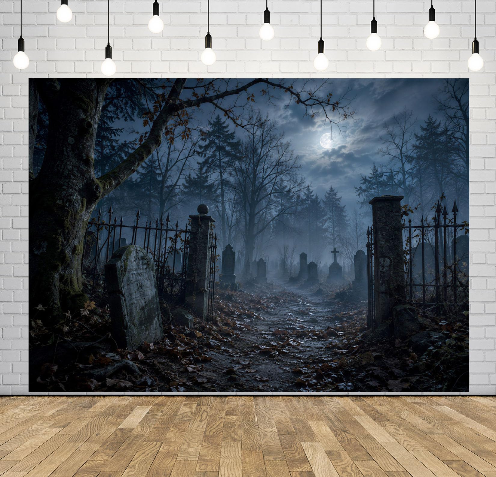 20x10FT (6x3m) Cimitero Al Chiaro Di Luna Con Sfondo Fotografico
