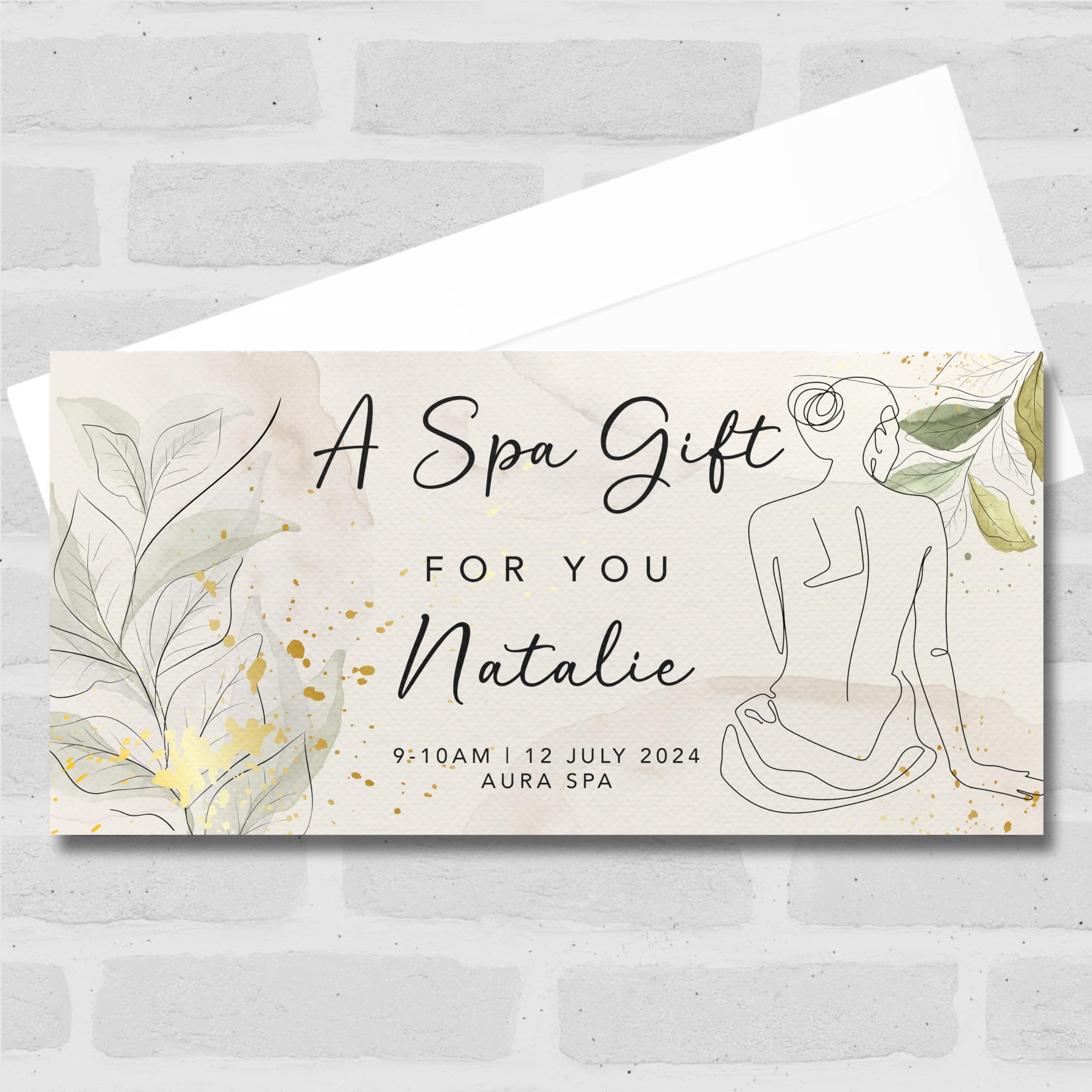 The Card Zoo Woman Line Art A Spa Day For You Personalised Surprise Ticket Gift Voucher