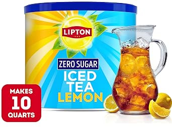 Lipton Diet Zero Sugar Lemon Iced Tea Mix, Pack of 3 Caffeinated Powder Drink Mix, 10 Quarts Each (Total 30 Quarts)