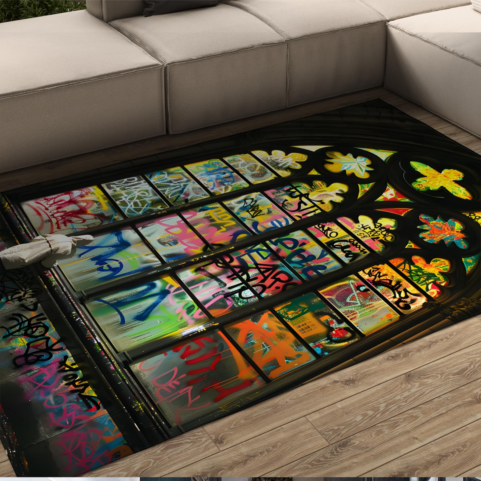 Grand tapis marocain coloré 180x300cm salon moderne antidérapant