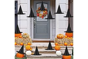 12pcs Witch Hats for Women Black Costume Decor, Indoor Outdoor Halloween, Decorations