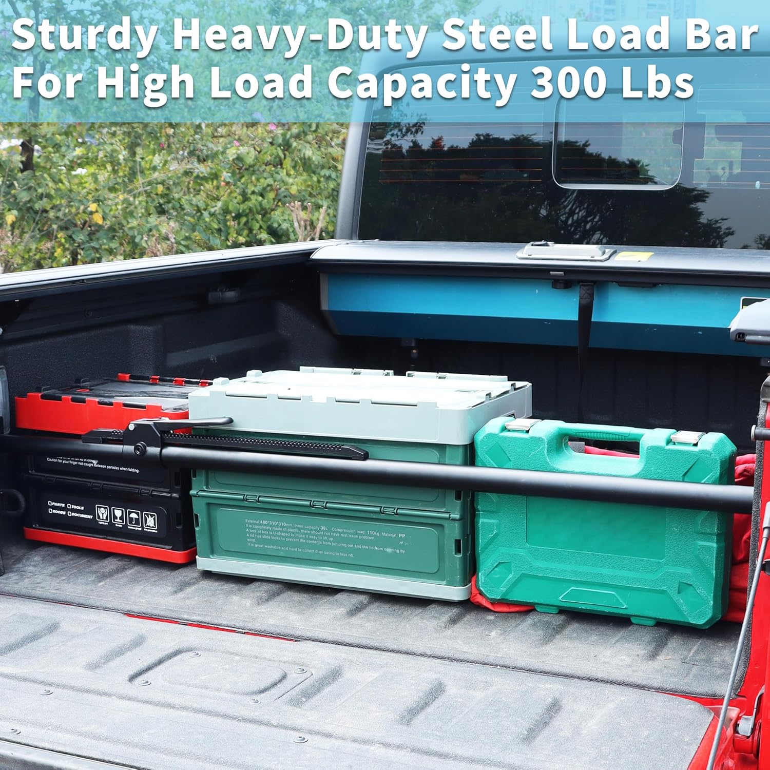 300 Lbs Load Capacity Cargo Bar Adjustable from 40" to 73" Width Truck Bed Load Bar Heavy-Duty Steel Stabile Cargo Racks Bars Universal for Most Pickup Truck Bed, SUV, Minitruck