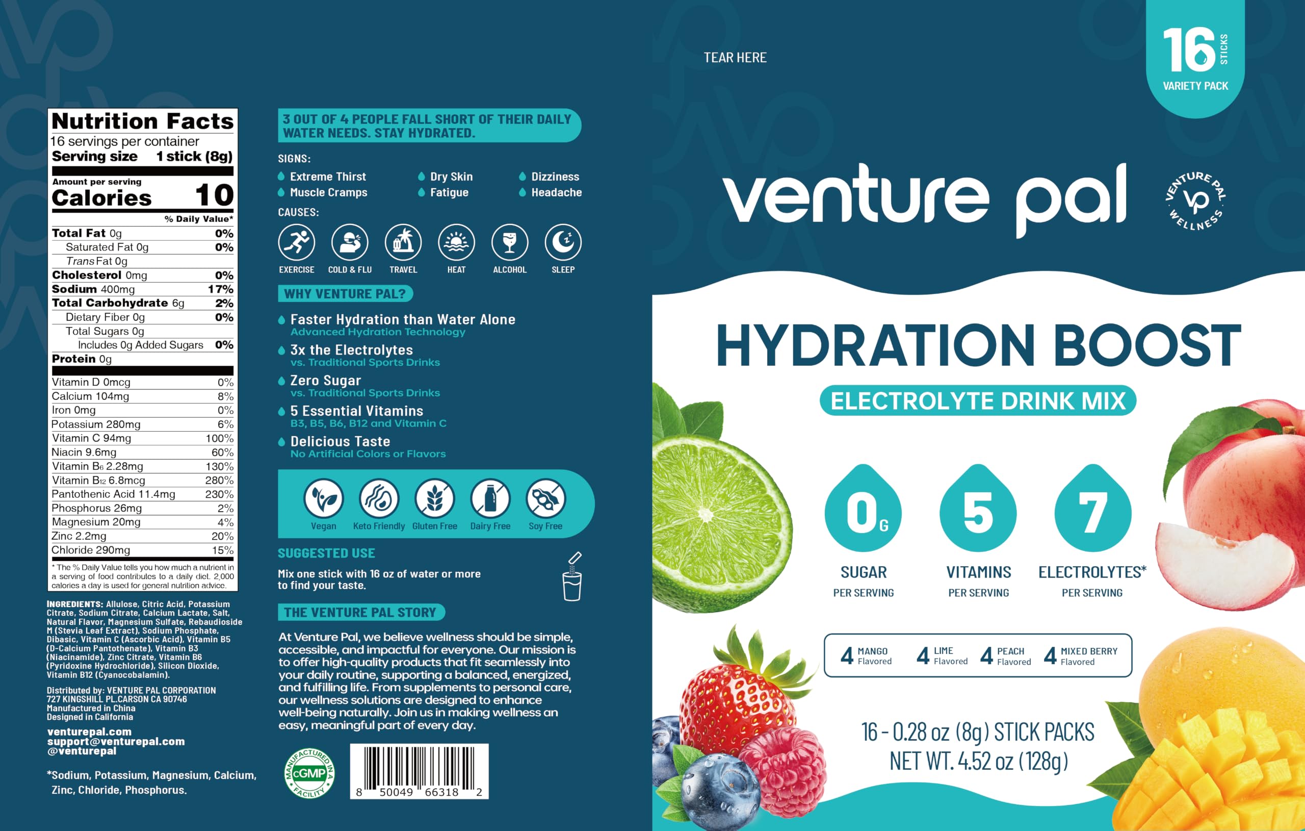 Venture Pal Sugar Free Electrolyte Powder, Liquid Daily IV Hydration Packet — Amazon image 10