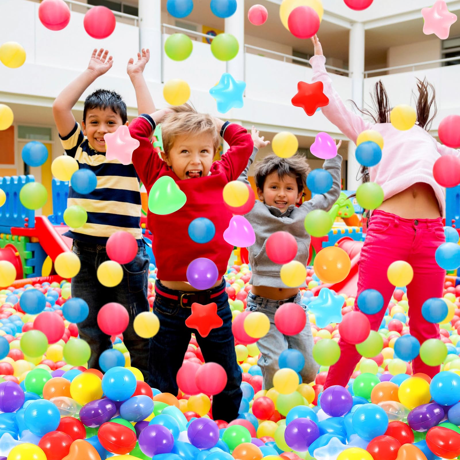 GARVALON Bolas Forma de Estrella de Plástico, 150 Piezas para Niños
