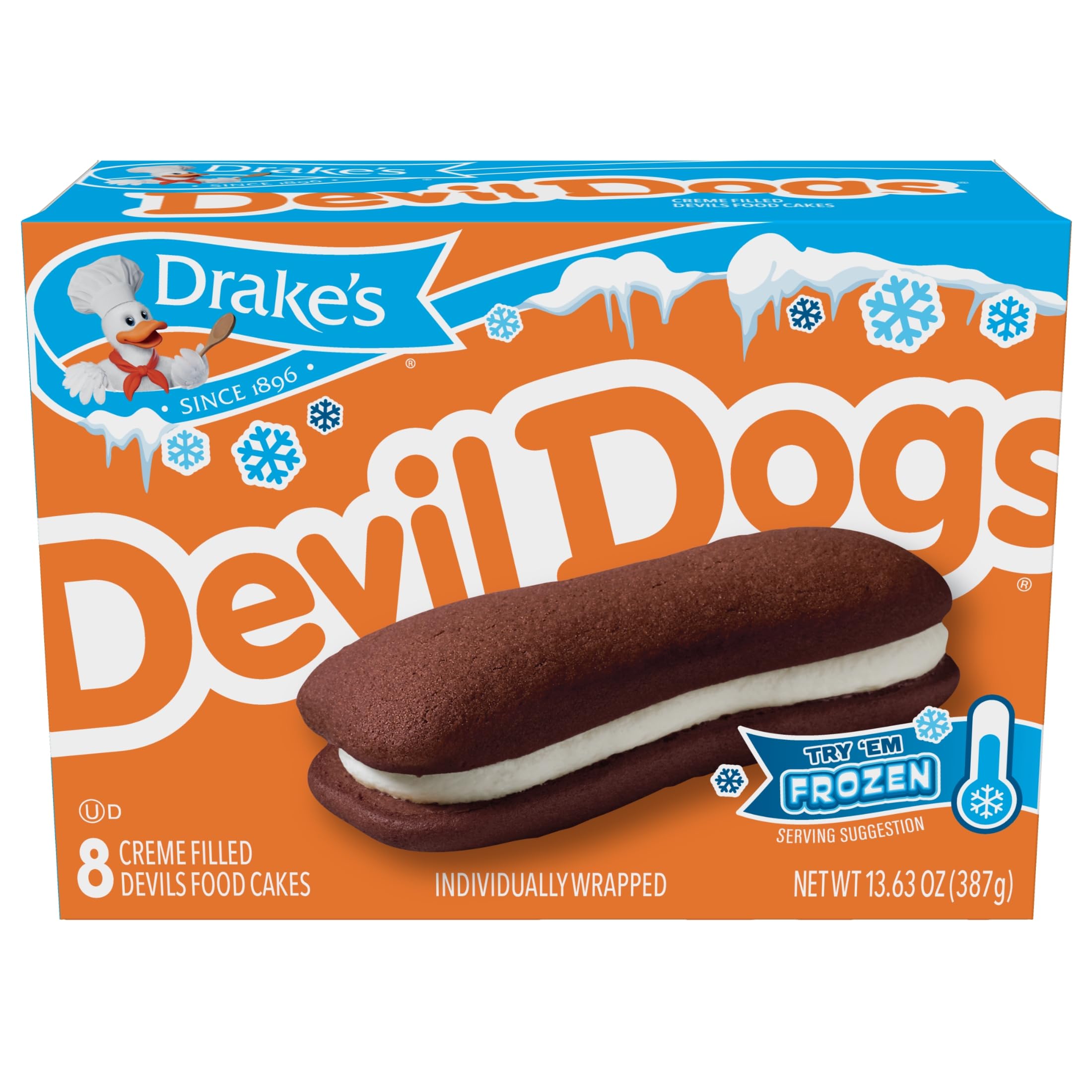 Drake's Devil Dogs, 8 Individually Wrapped Devils Food Cakes, 13.63 oz Box