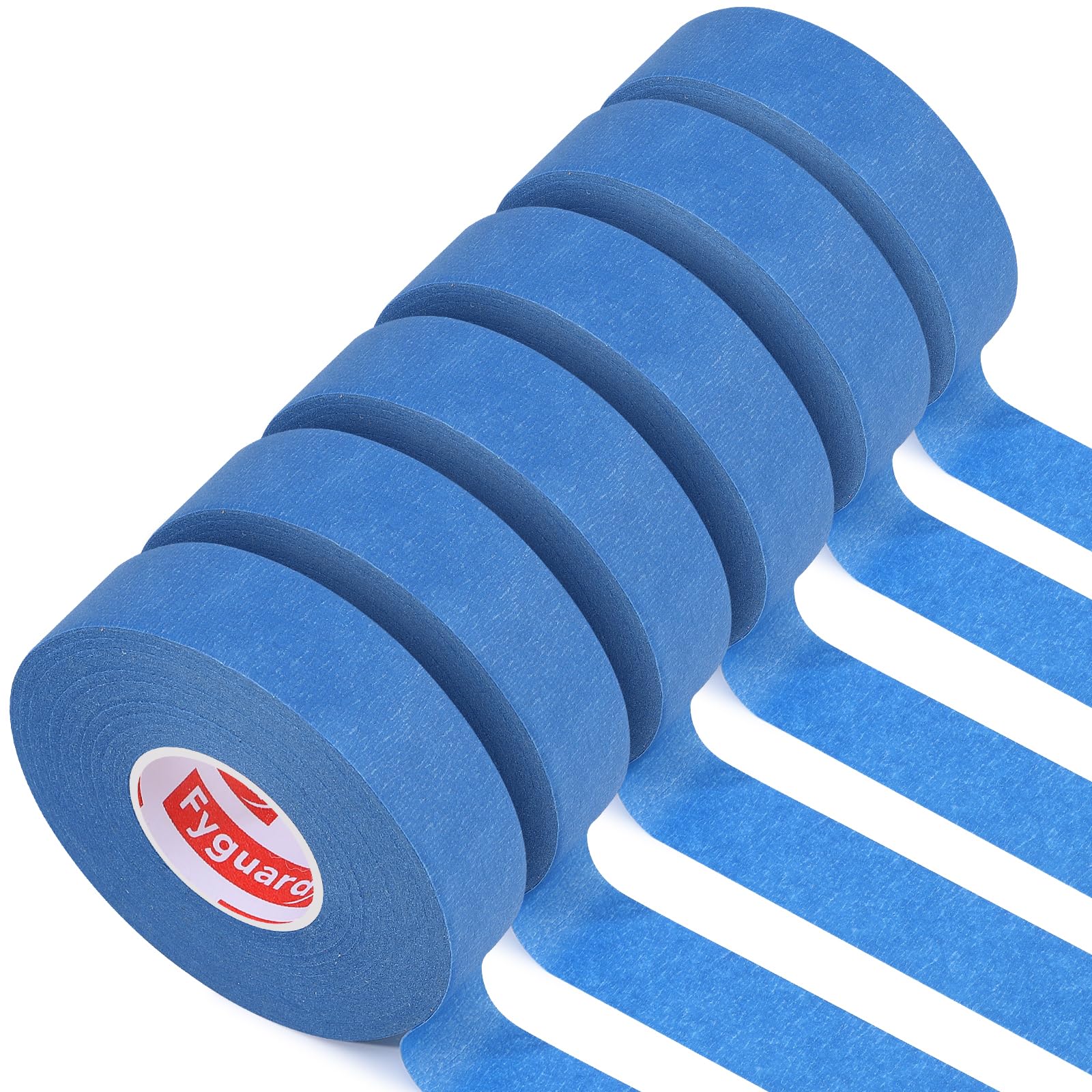Fyguard 6 Rolls Crepe Paper Tape, 24mm x 50m Painters Tape Waterproof UV-resistant for Sharp Paint Lines Edge Treatment, No Residue