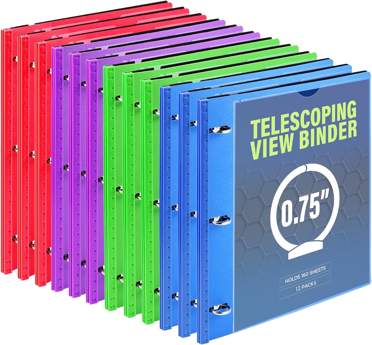 WOT I 12Pack Telescoping 3 Ring Binder(0.75"), Expandable